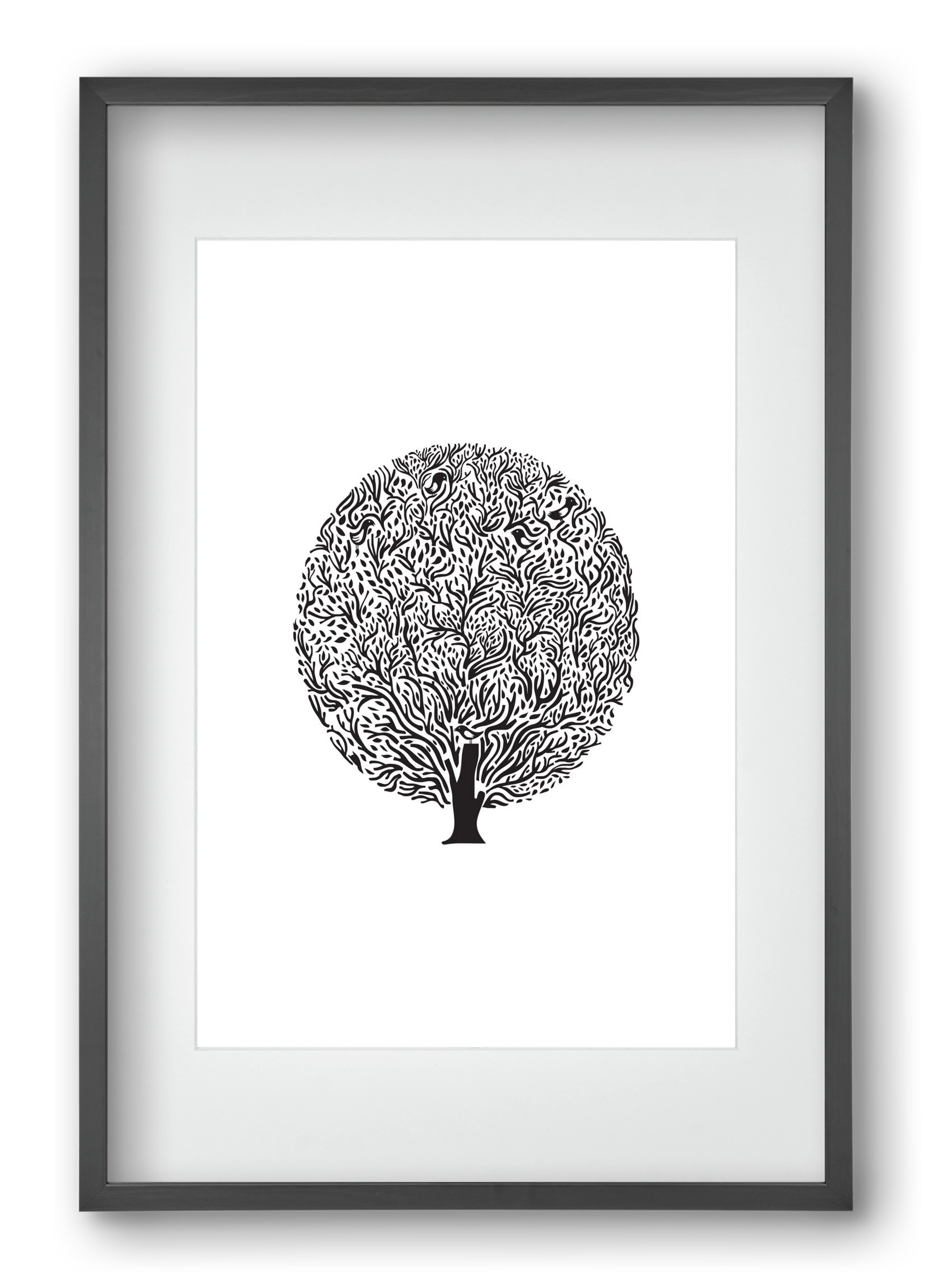 Tree, 40x60 cm (30x45 cm), Fekete keret, paszpartuval