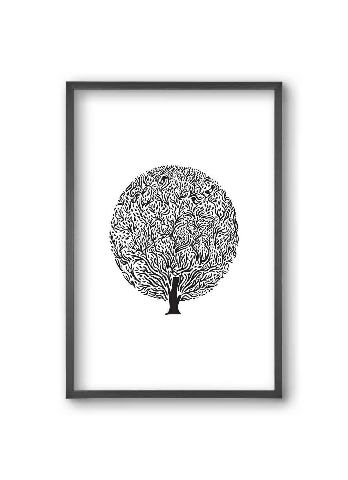 Tree, 20x30 cm (20x30 cm), Fekete keret