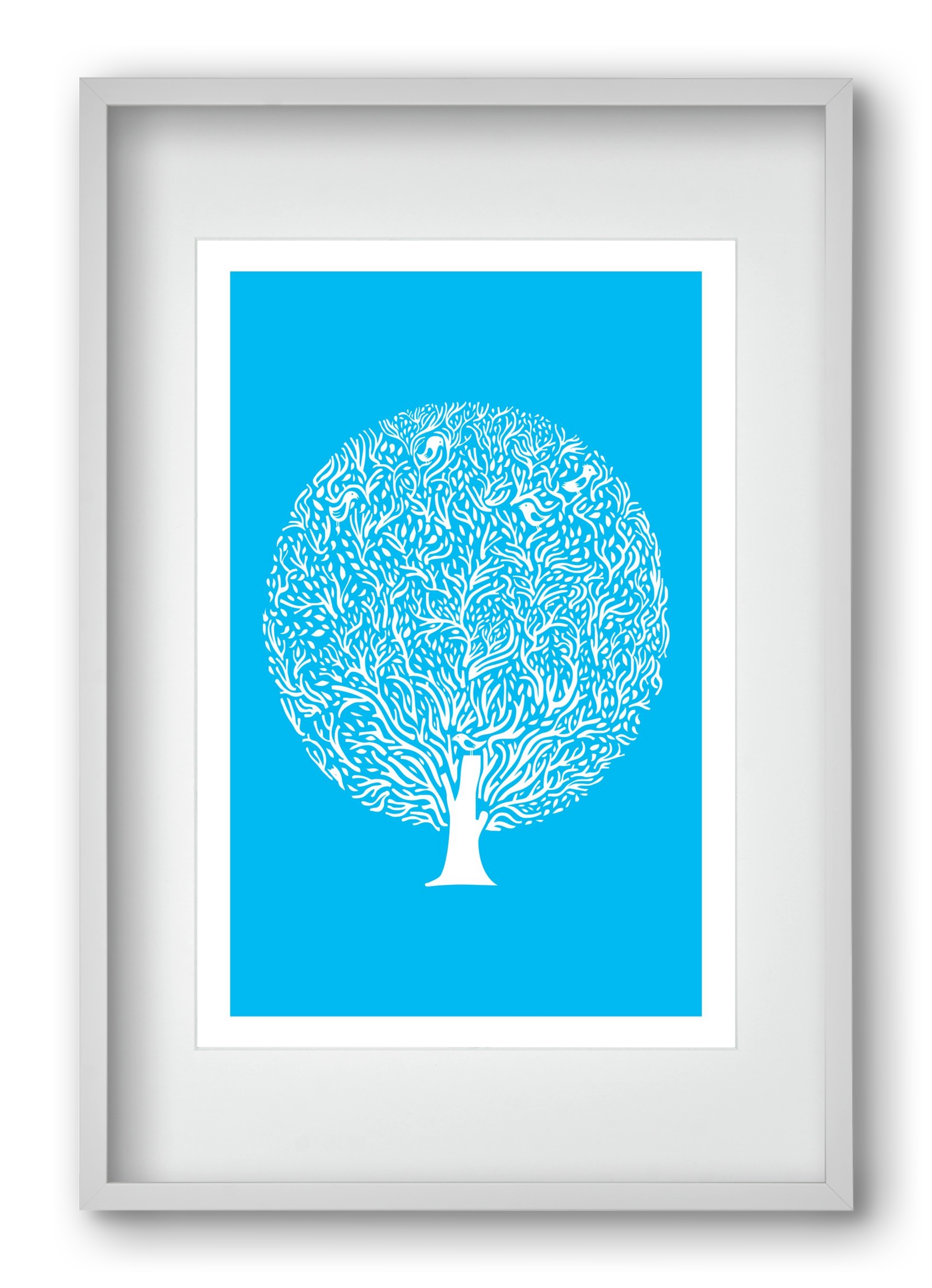 Blue Tree, 40x60 cm (30x45 cm), Fehér keret, paszpartuval