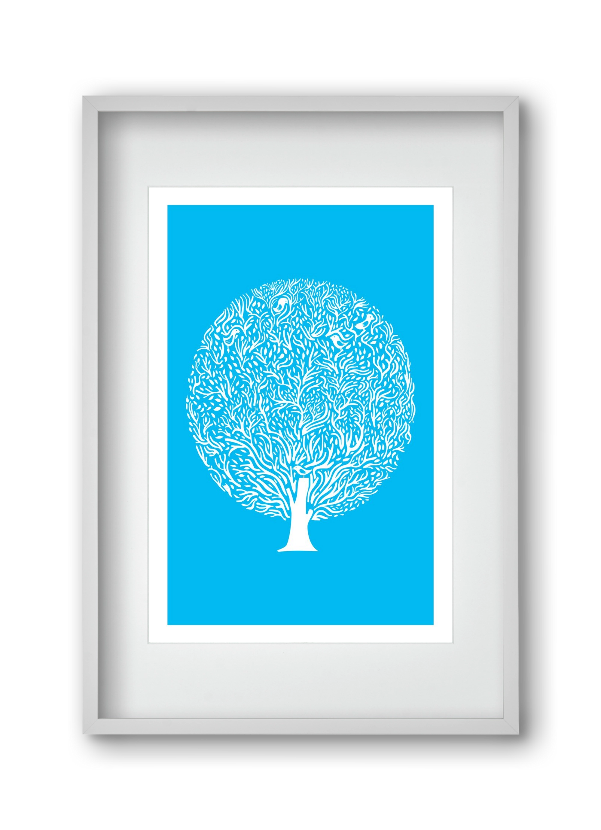 Blue Tree, 30x45 cm (20x30 cm), Fehér keret, paszpartuval
