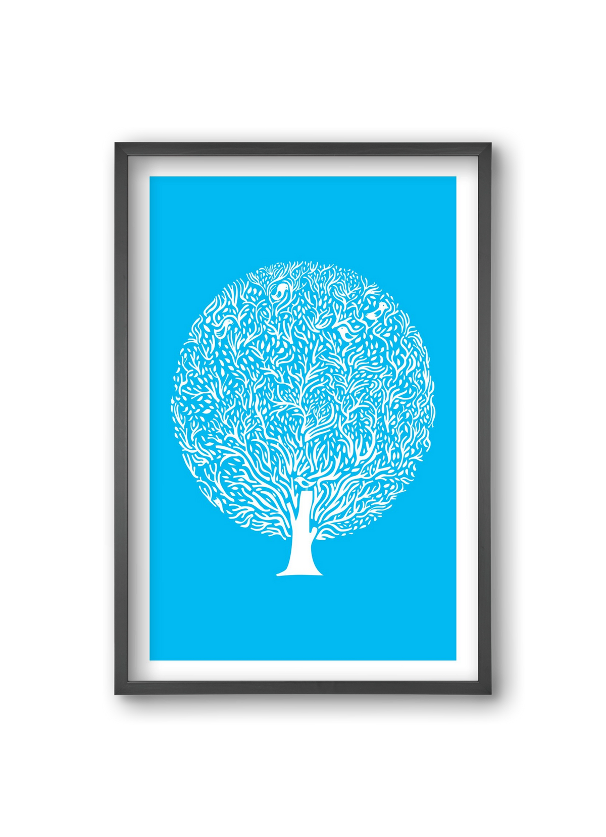 Blue Tree, 20x30 cm (20x30 cm), Fekete keret