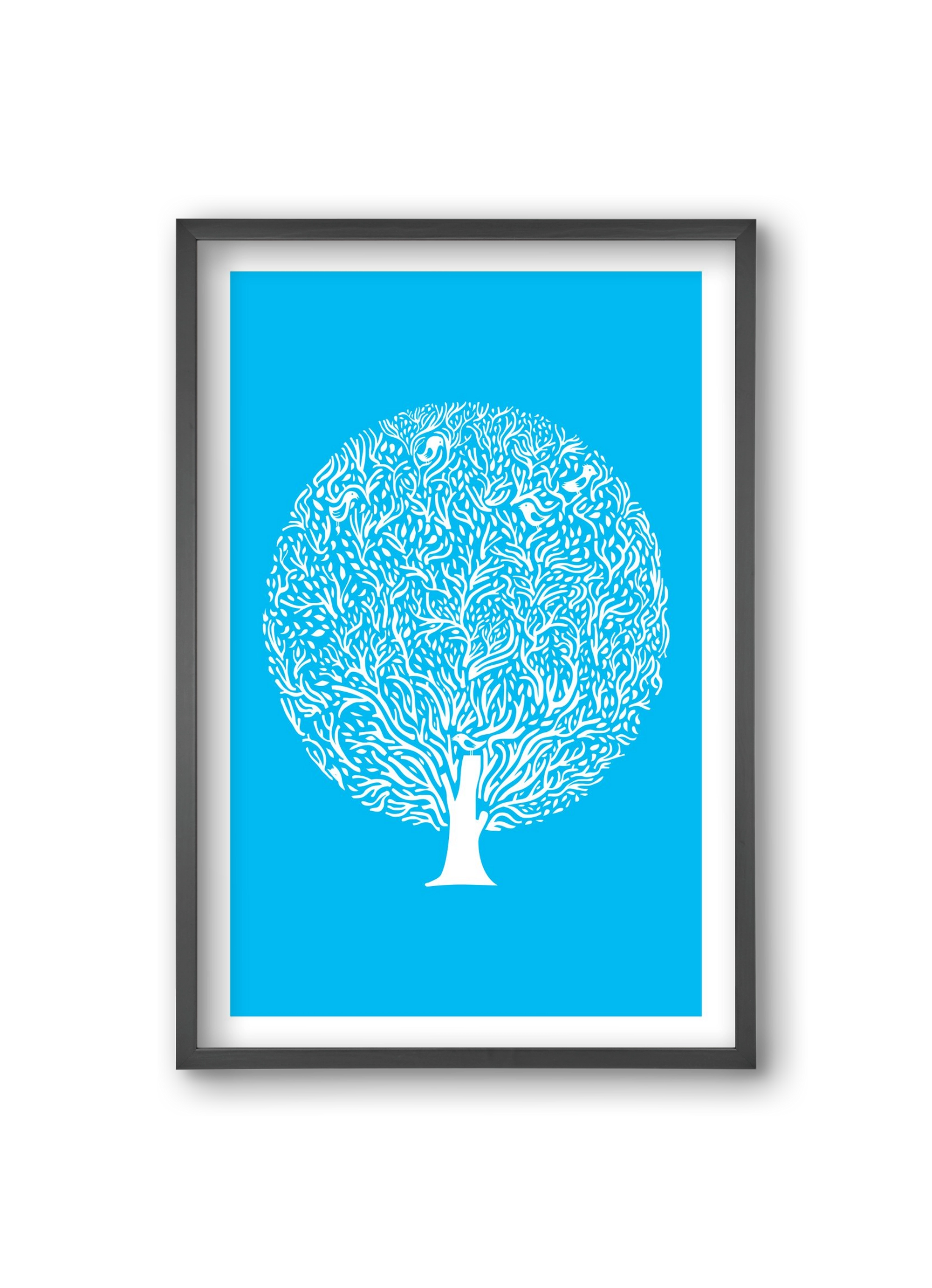 Blue Tree, 20x30 cm (20x30 cm), Fekete keret