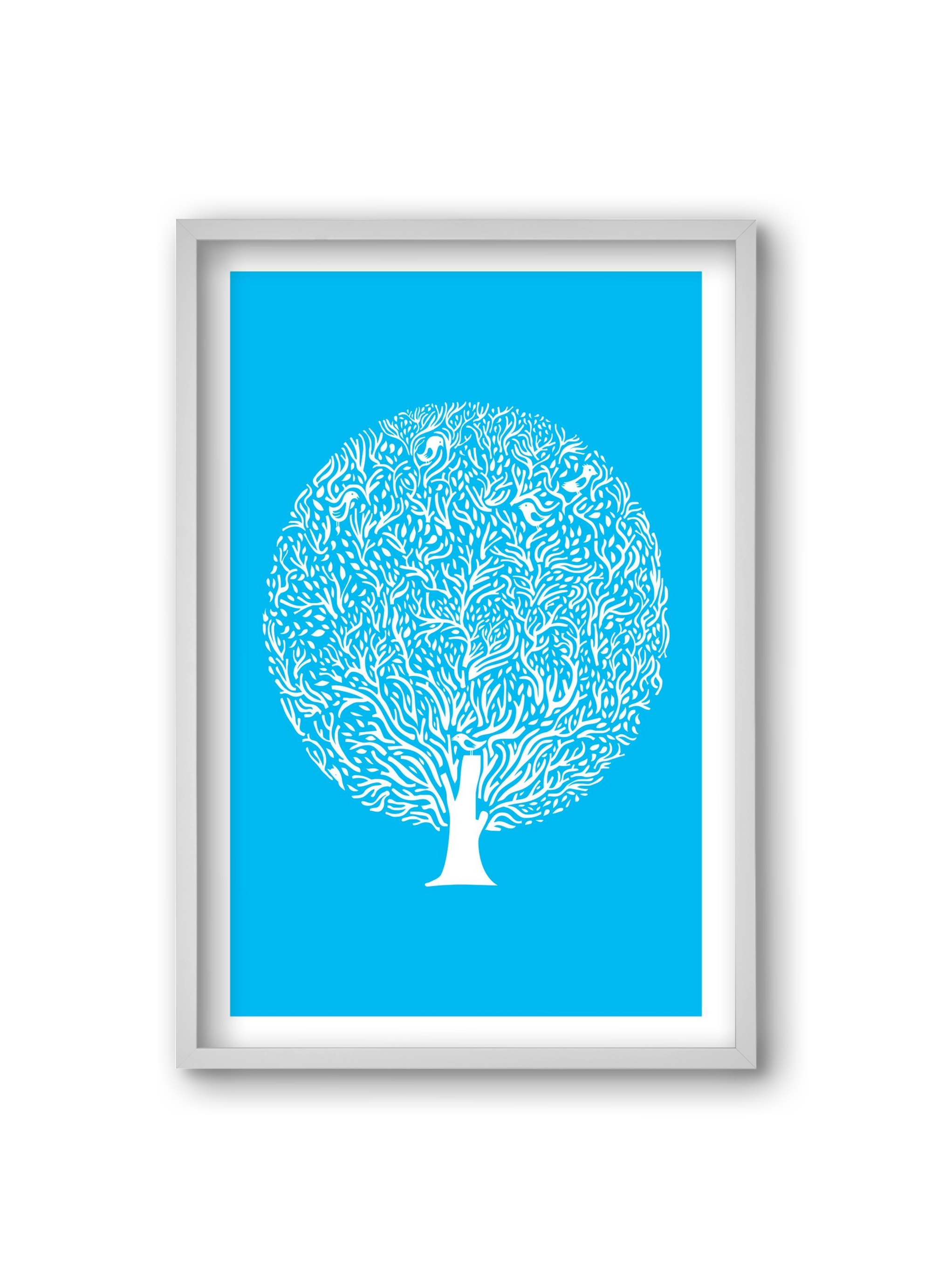 Blue Tree, 20x30 cm (20x30 cm), Fehér keret