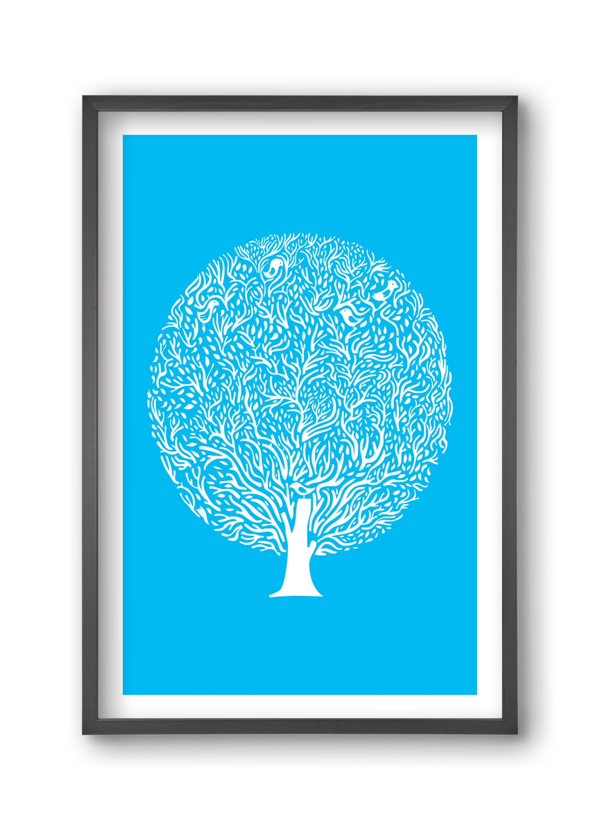 Blue Tree, 30x45 cm (30x45 cm), Fekete keret