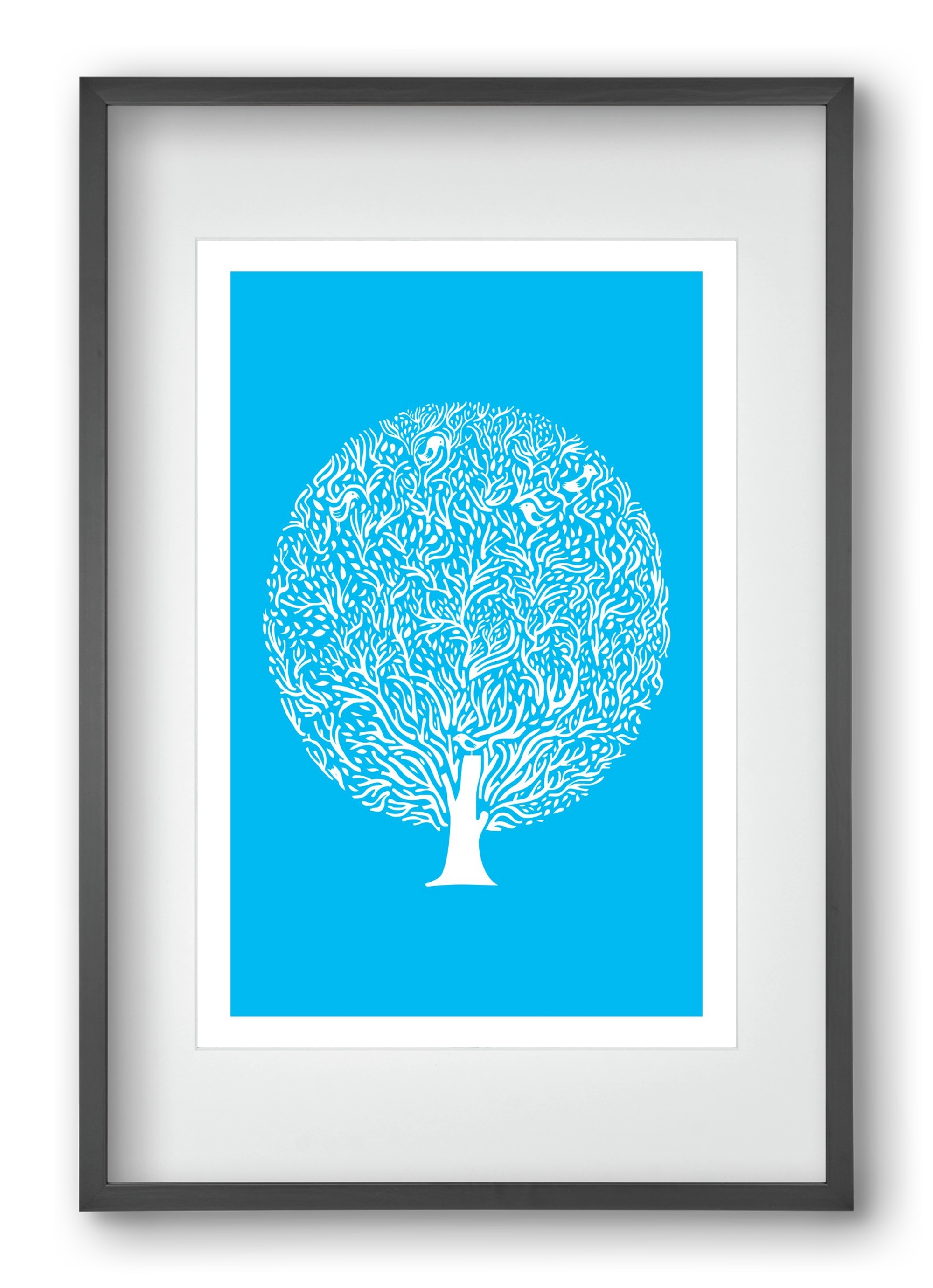 Blue Tree, 40x60 cm (30x45 cm), Fekete keret, paszpartuval
