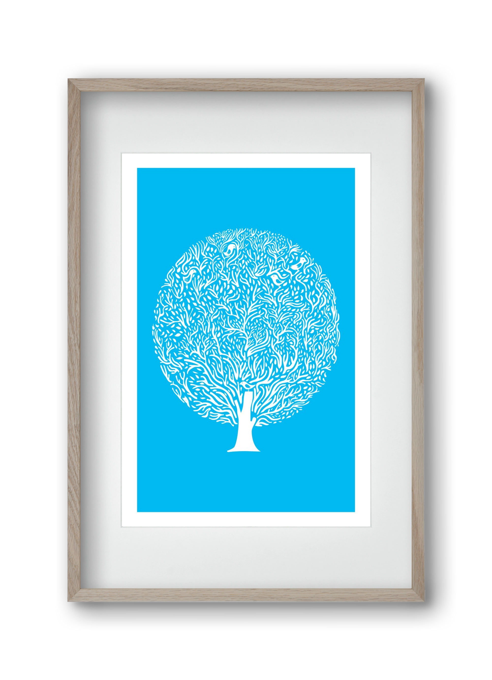 Blue Tree, 30x45 cm (20x30 cm), Tölgy keret, paszpartuval