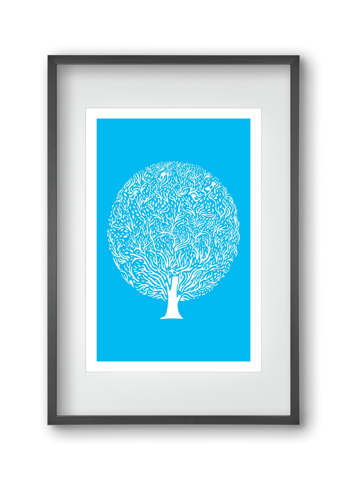 Blue Tree, 30x45 cm (20x30 cm), Fekete keret, paszpartuval