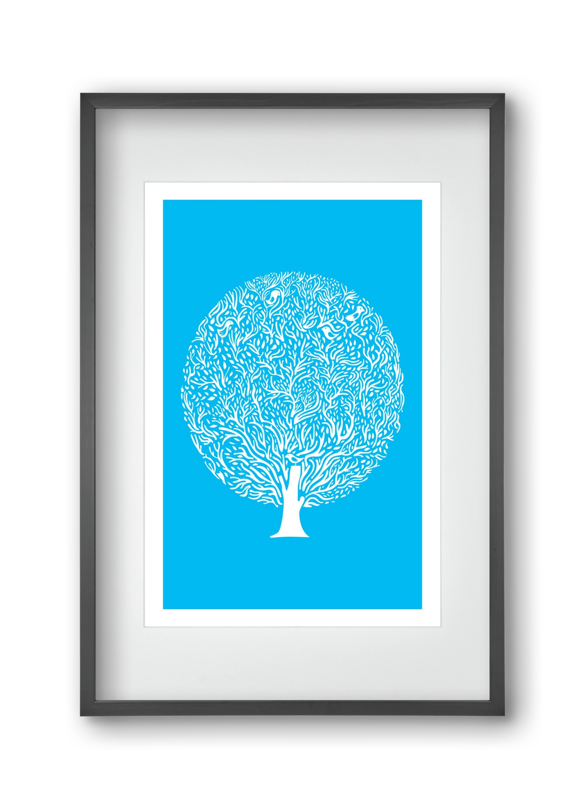 Blue Tree, 30x45 cm (20x30 cm), Fekete keret, paszpartuval