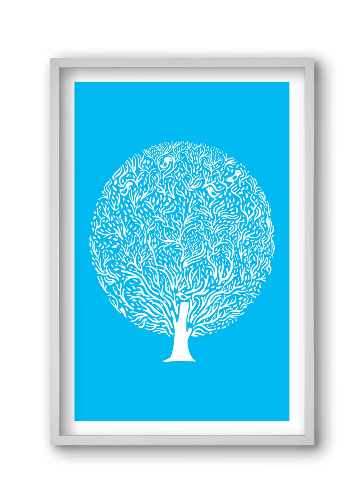 Blue Tree, 30x45 cm (30x45 cm), Fehér keret