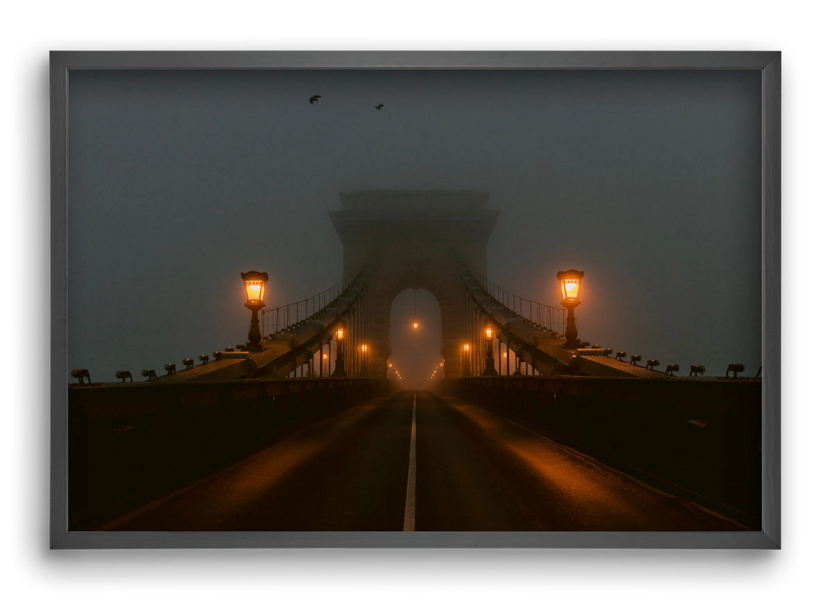 Foggy morning, 60x40 cm (60x40 cm), Fekete keret