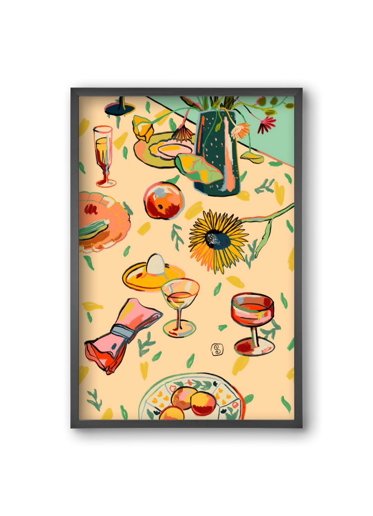 COCKTAILS IN THE GARDEN, 20x30 cm (20x30 cm), Fekete keret
