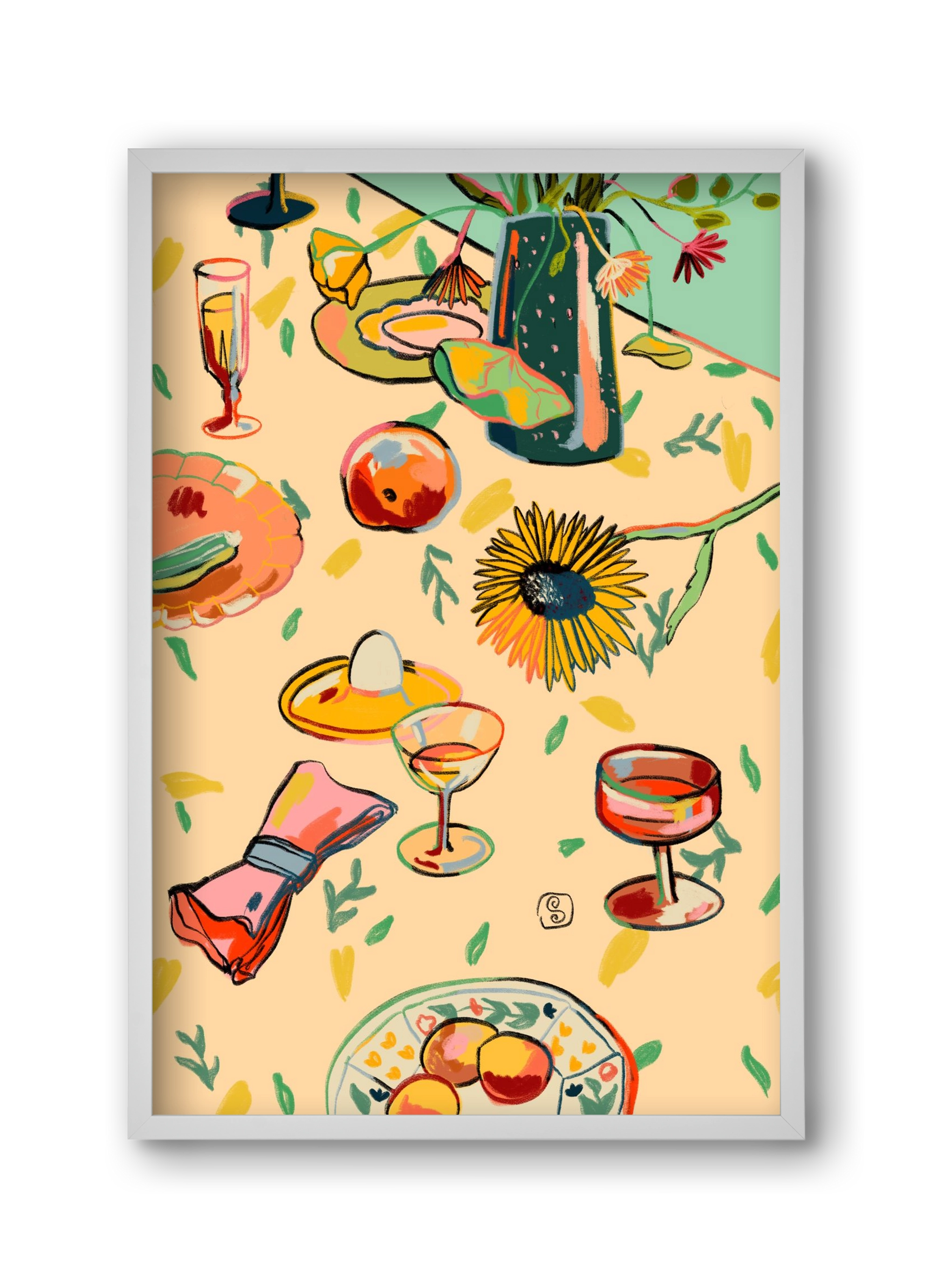 COCKTAILS IN THE GARDEN, 30x45 cm (30x45 cm), Fehér keret