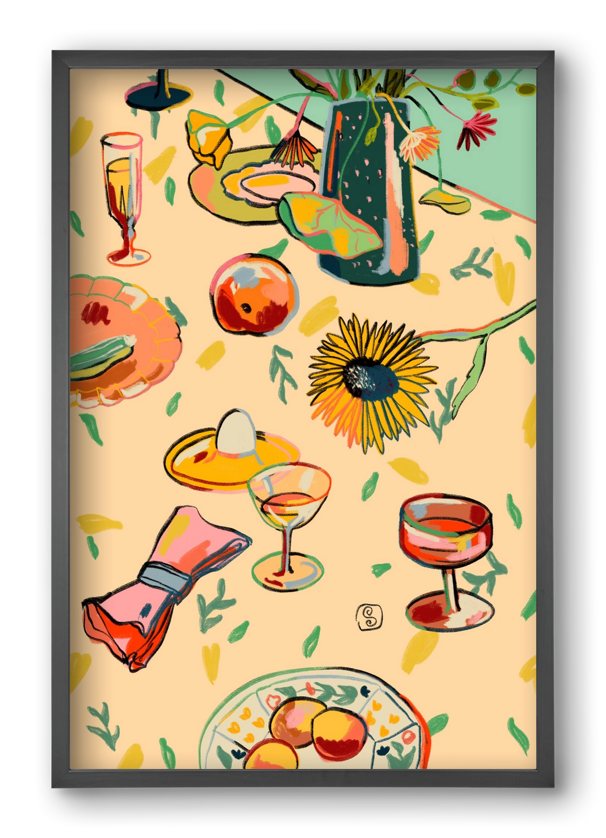 COCKTAILS IN THE GARDEN, 40x60 cm (40x60 cm), Fekete keret