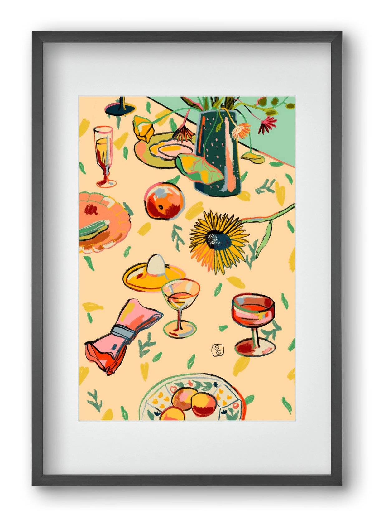 COCKTAILS IN THE GARDEN, 40x60 cm (30x45 cm), Fekete keret, paszpartuval