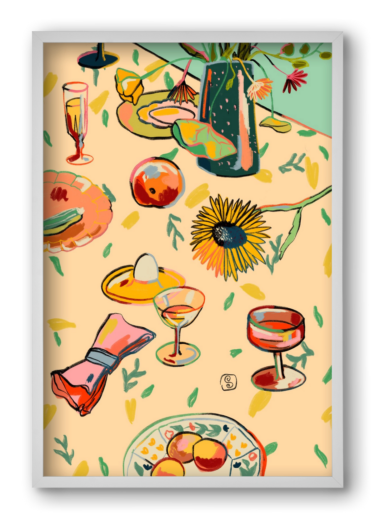 COCKTAILS IN THE GARDEN, 40x60 cm (40x60 cm), Fehér keret