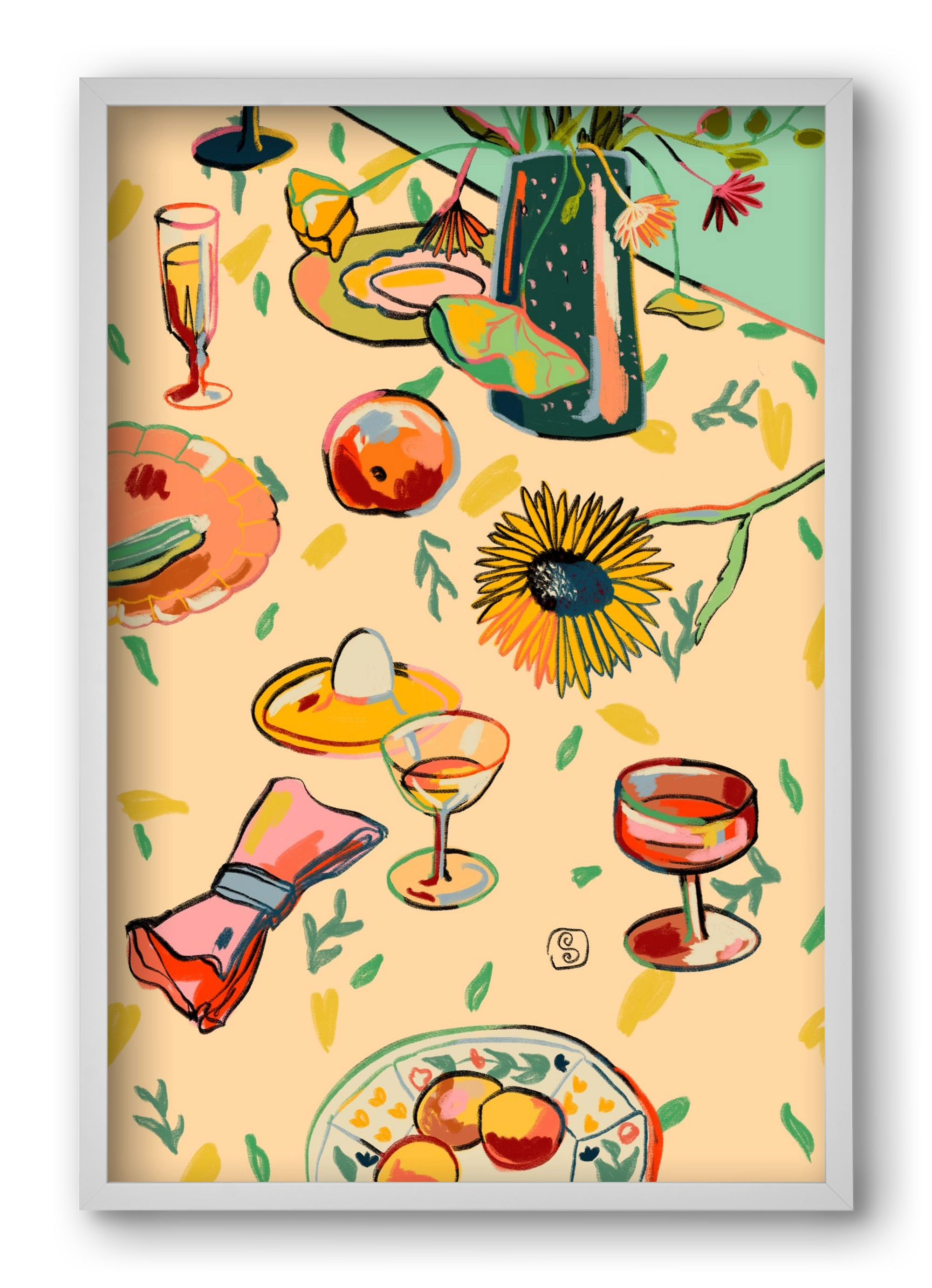 COCKTAILS IN THE GARDEN, 40x60 cm (40x60 cm), Fehér keret