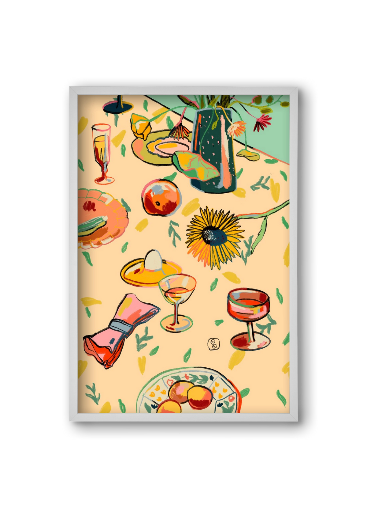 COCKTAILS IN THE GARDEN, 20x30 cm (20x30 cm), Fehér keret