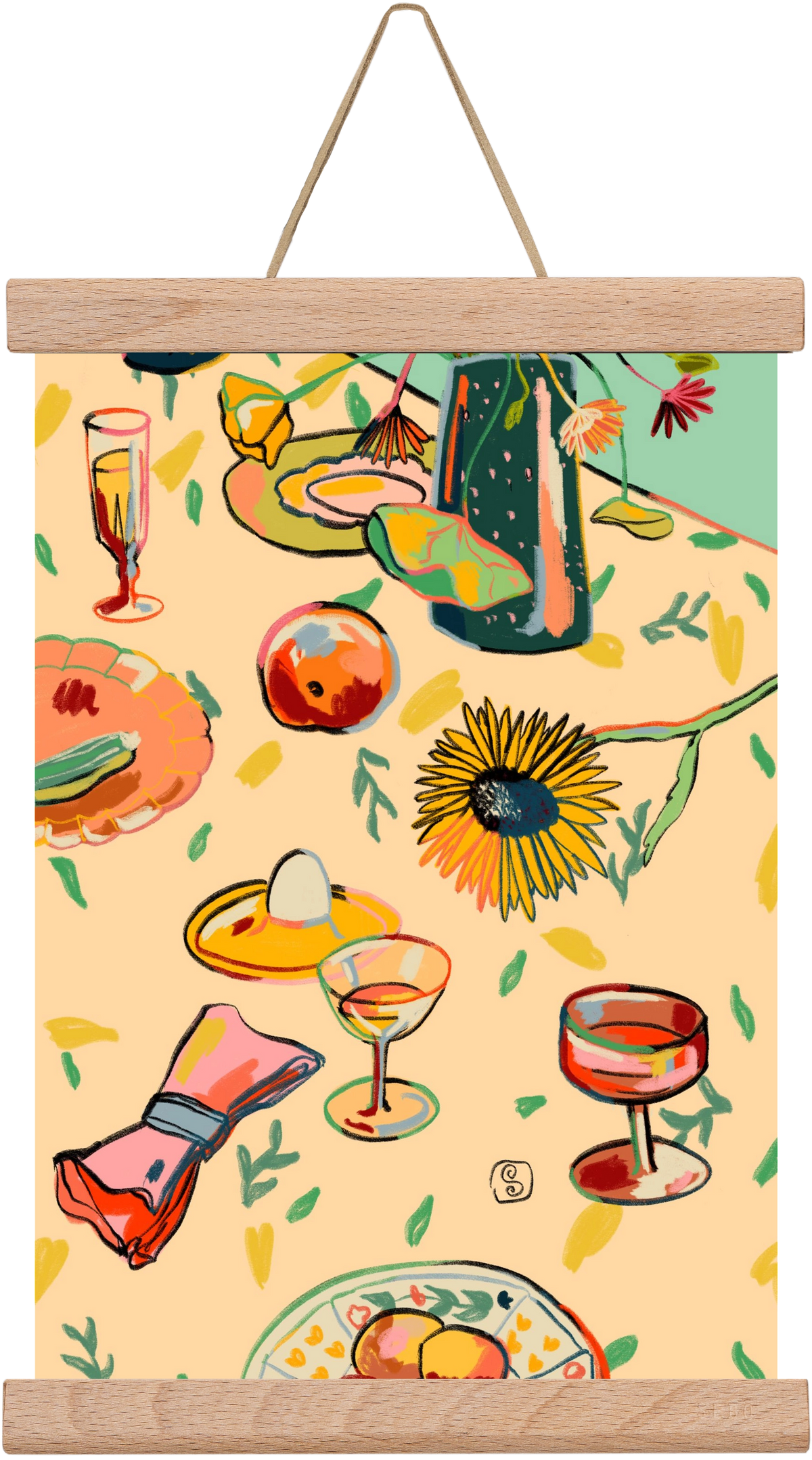 COCKTAILS IN THE GARDEN, 20x30 cm (20x30 cm), Tölgy akasztó
