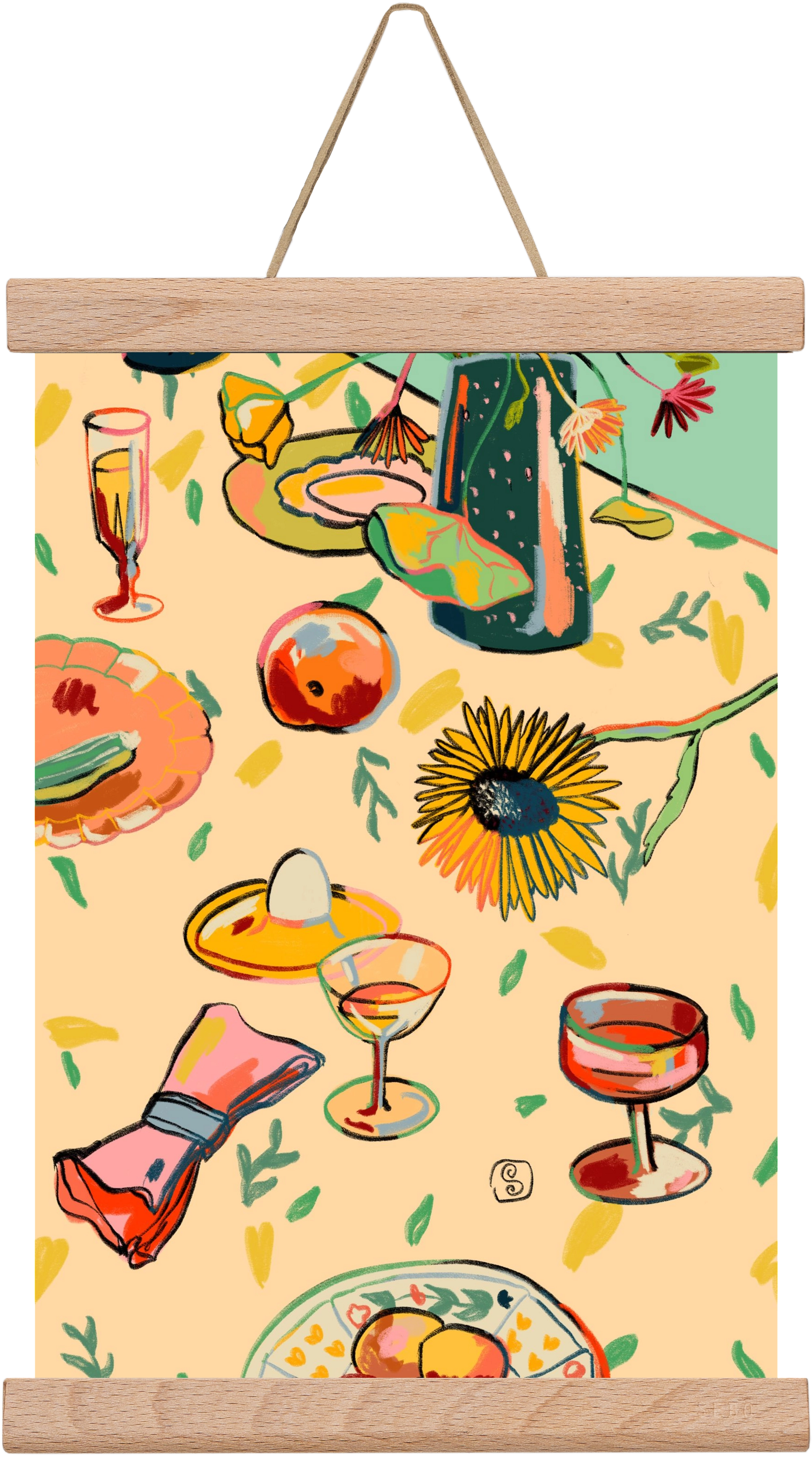 COCKTAILS IN THE GARDEN, 20x30 cm (20x30 cm), Tölgy akasztó