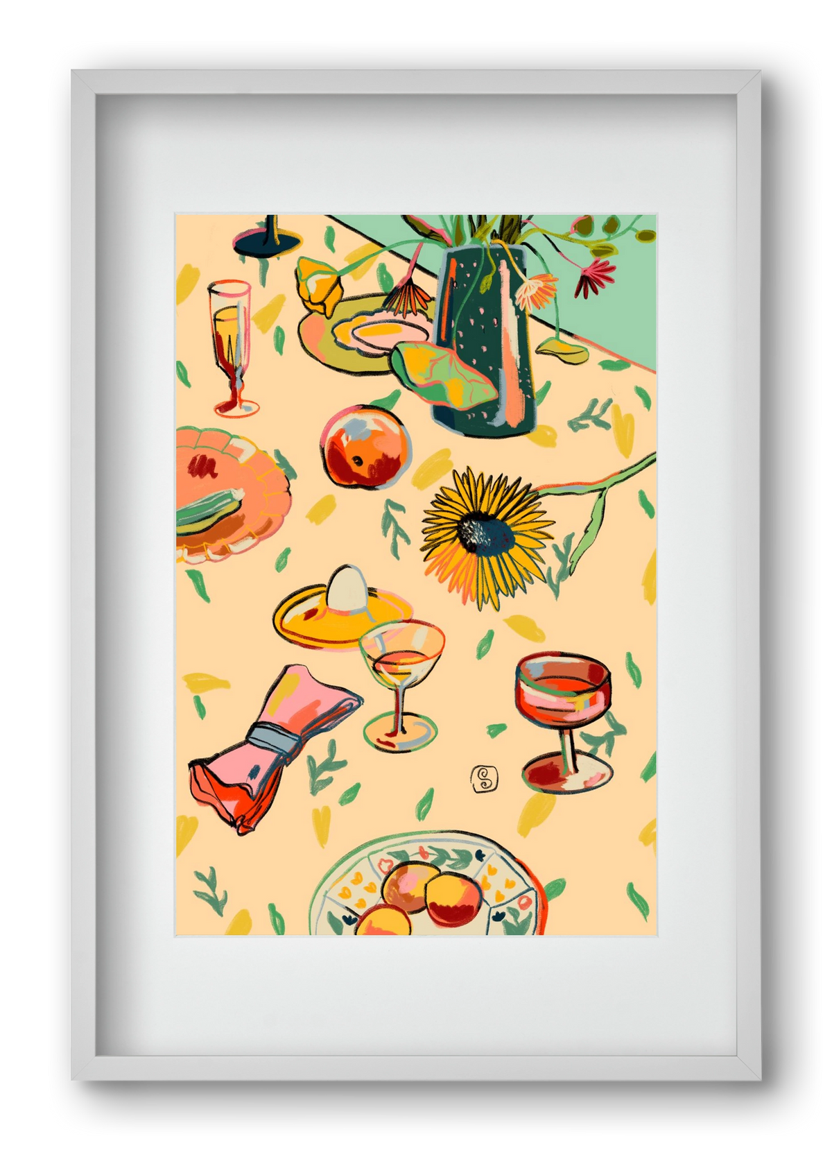 COCKTAILS IN THE GARDEN, 40x60 cm (30x45 cm), Fehér keret, paszpartuval