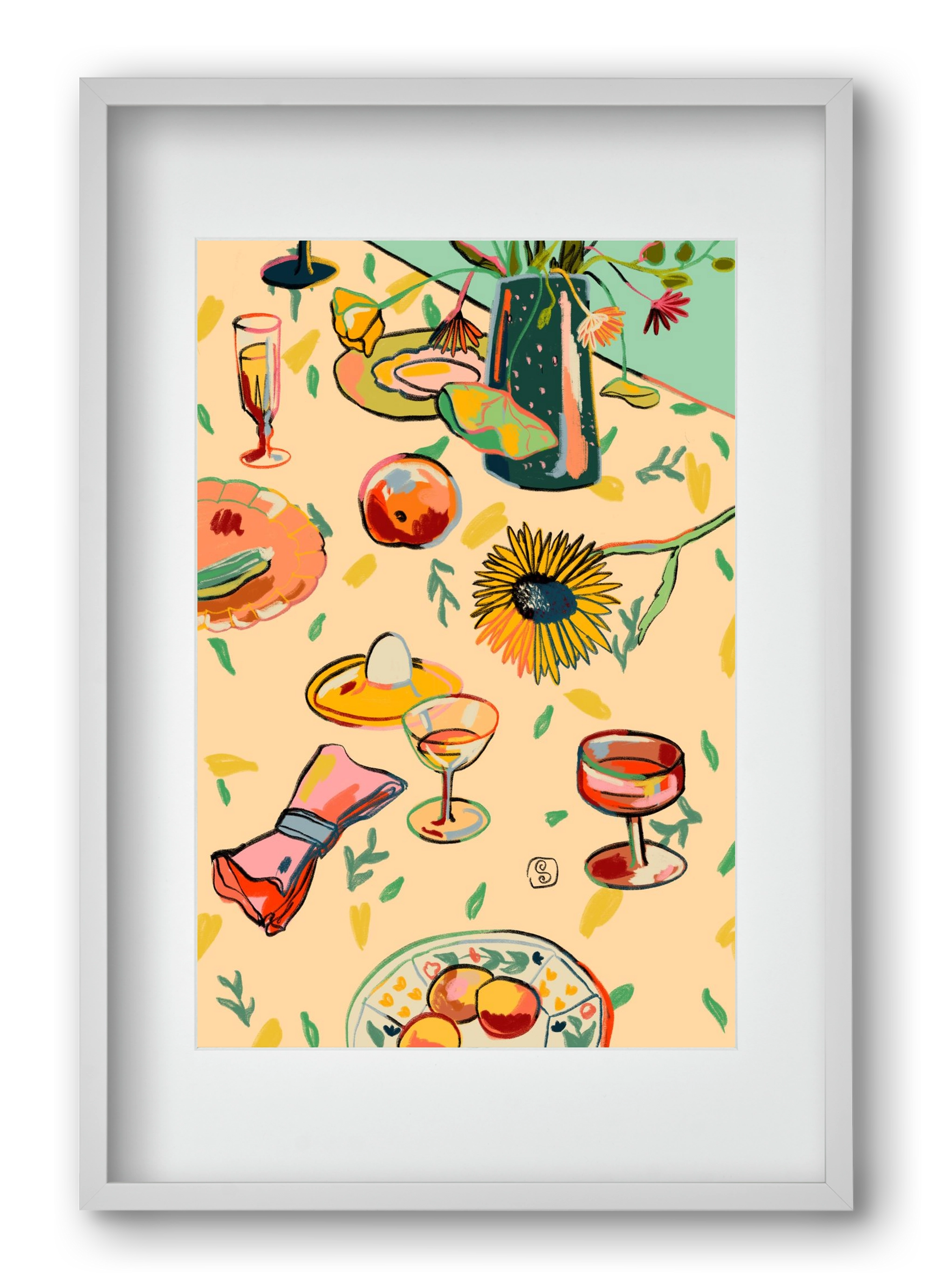 COCKTAILS IN THE GARDEN, 40x60 cm (30x45 cm), Fehér keret, paszpartuval
