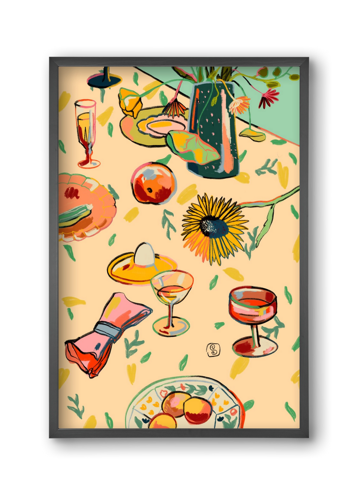 COCKTAILS IN THE GARDEN, 30x45 cm (30x45 cm), Fekete keret