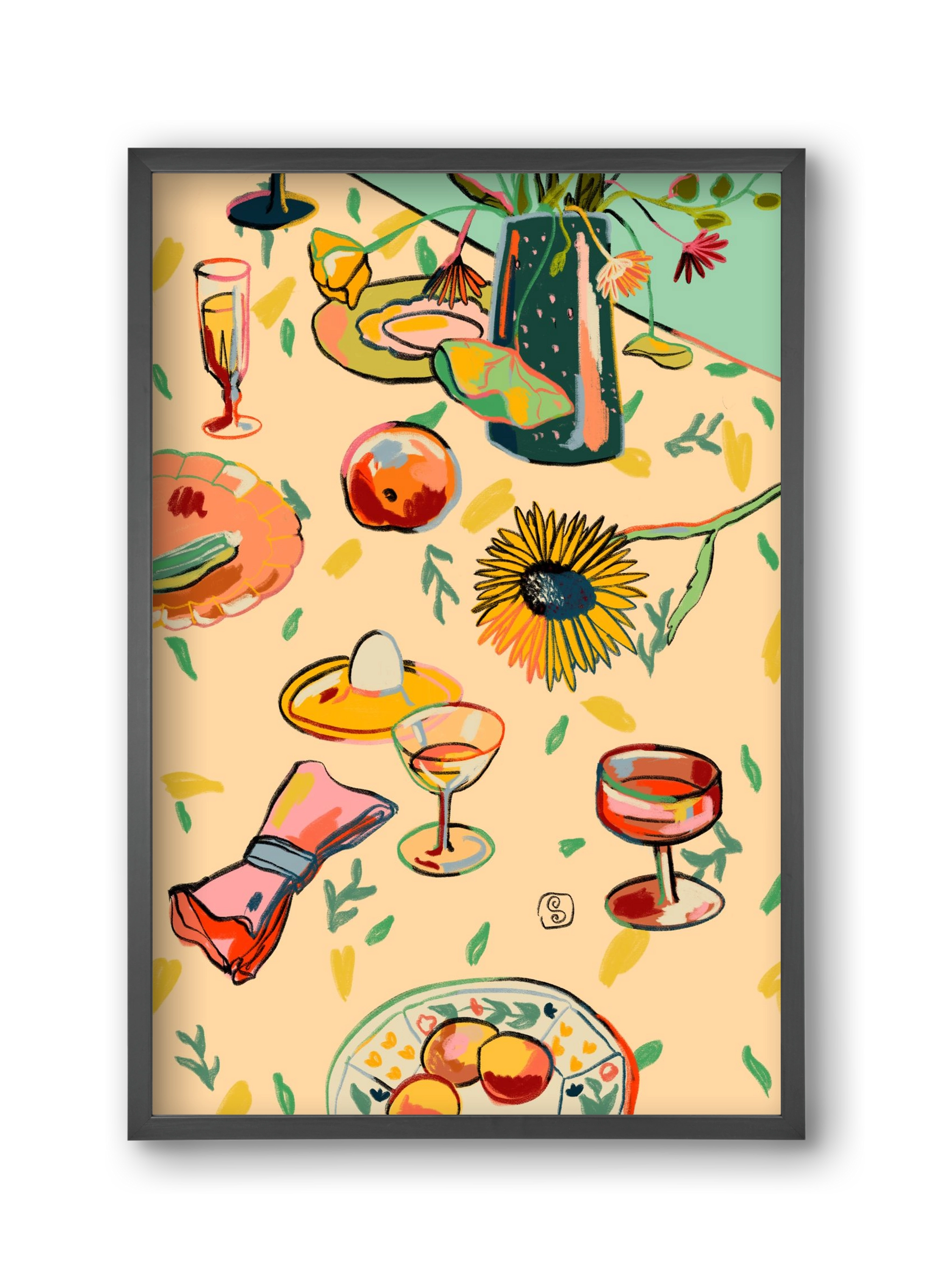 COCKTAILS IN THE GARDEN, 30x45 cm (30x45 cm), Fekete keret