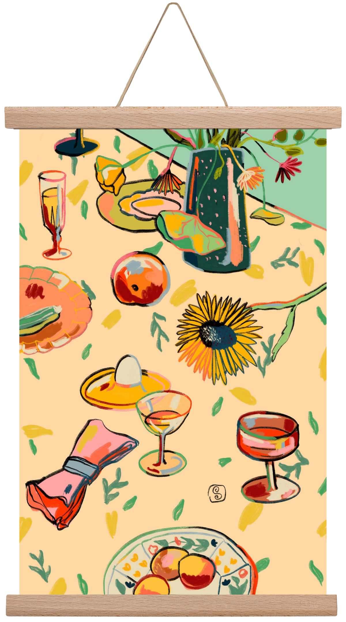 COCKTAILS IN THE GARDEN, 30x45 cm (30x45 cm), Tölgy akasztó