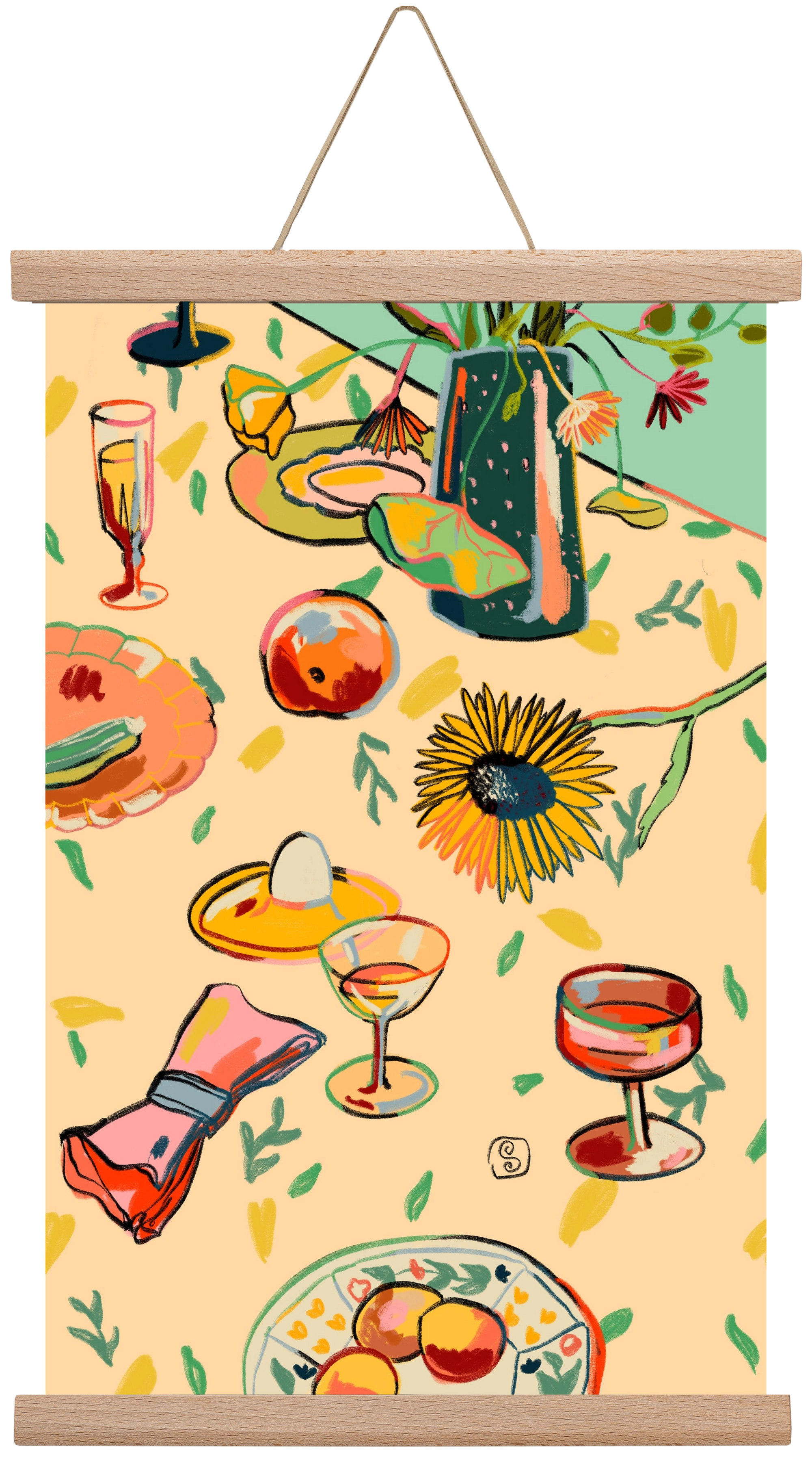 COCKTAILS IN THE GARDEN, 30x45 cm (30x45 cm), Tölgy akasztó