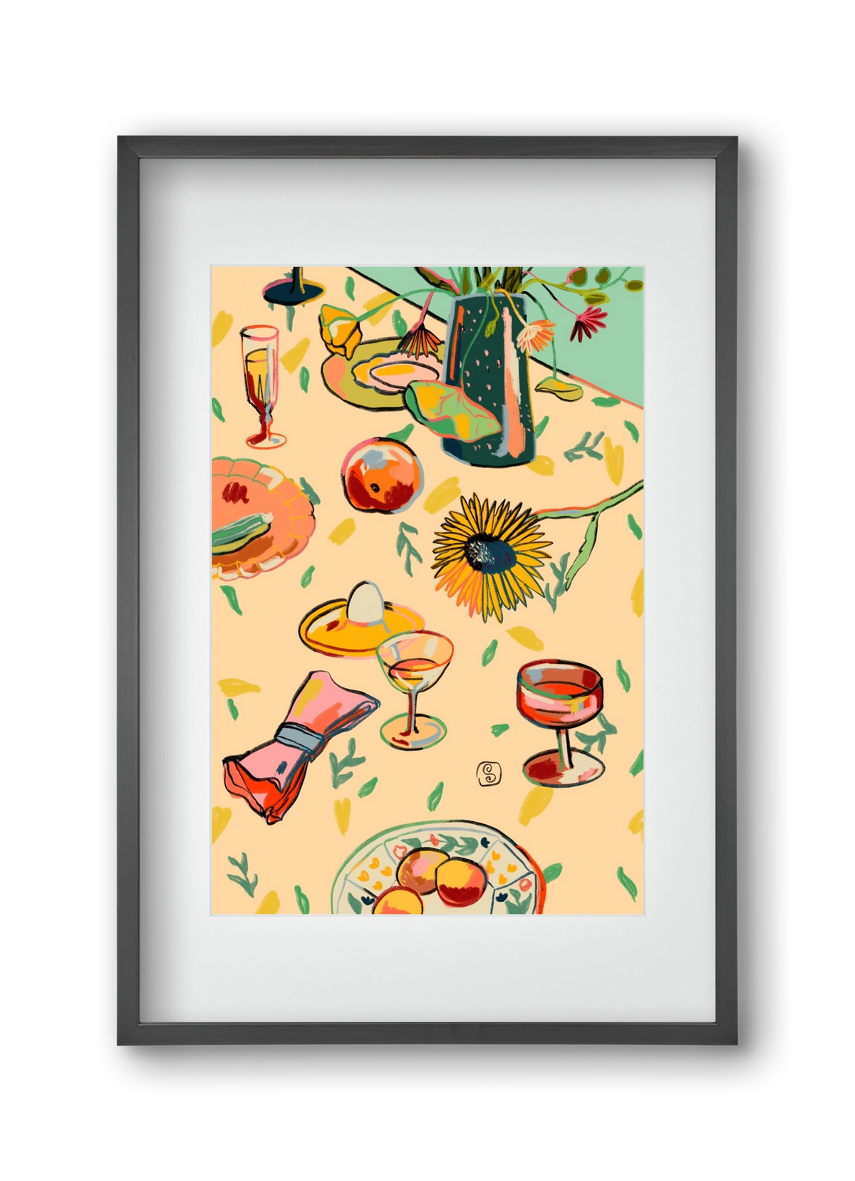 COCKTAILS IN THE GARDEN, 30x45 cm (20x30 cm), Fekete keret, paszpartuval