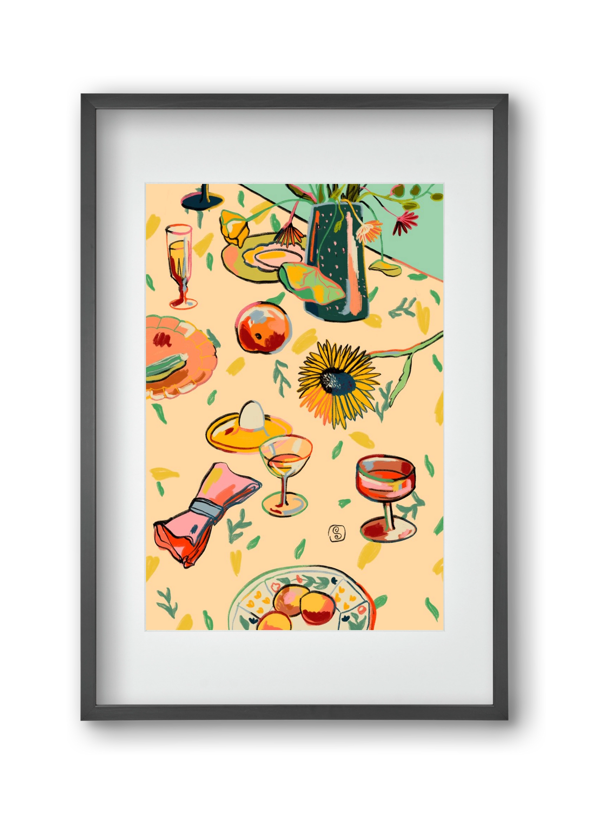 COCKTAILS IN THE GARDEN, 30x45 cm (20x30 cm), Fekete keret, paszpartuval