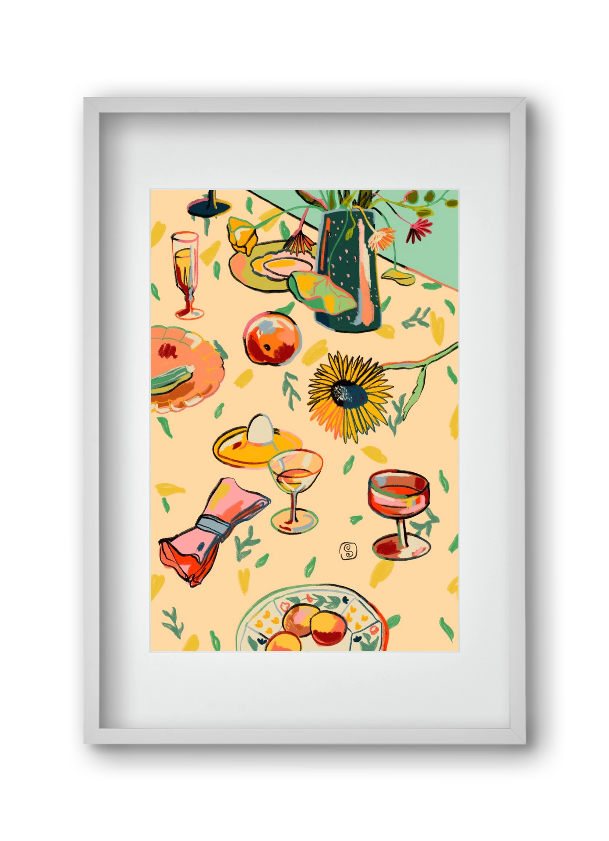 COCKTAILS IN THE GARDEN, 30x45 cm (20x30 cm), Fehér keret, paszpartuval