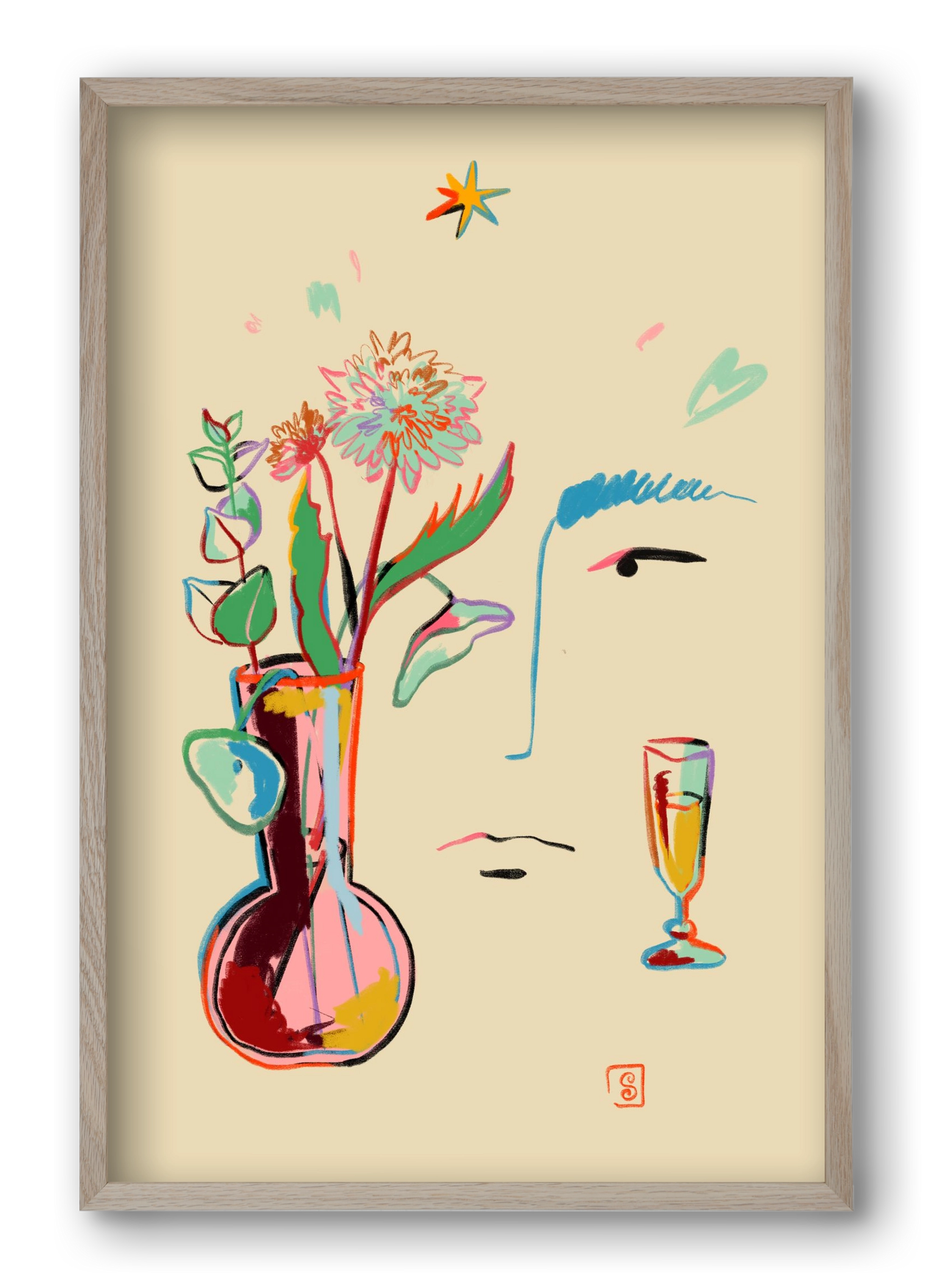 MAKE A WISH, 40x60 cm (40x60 cm), Tölgy keret