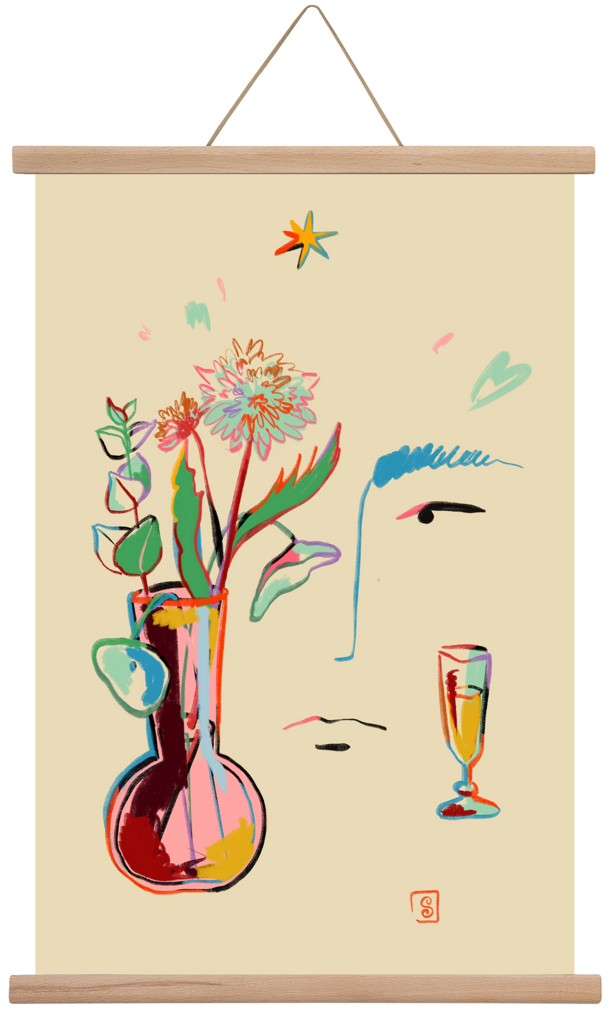 MAKE A WISH, 40x60 cm (40x60 cm), Tölgy akasztó