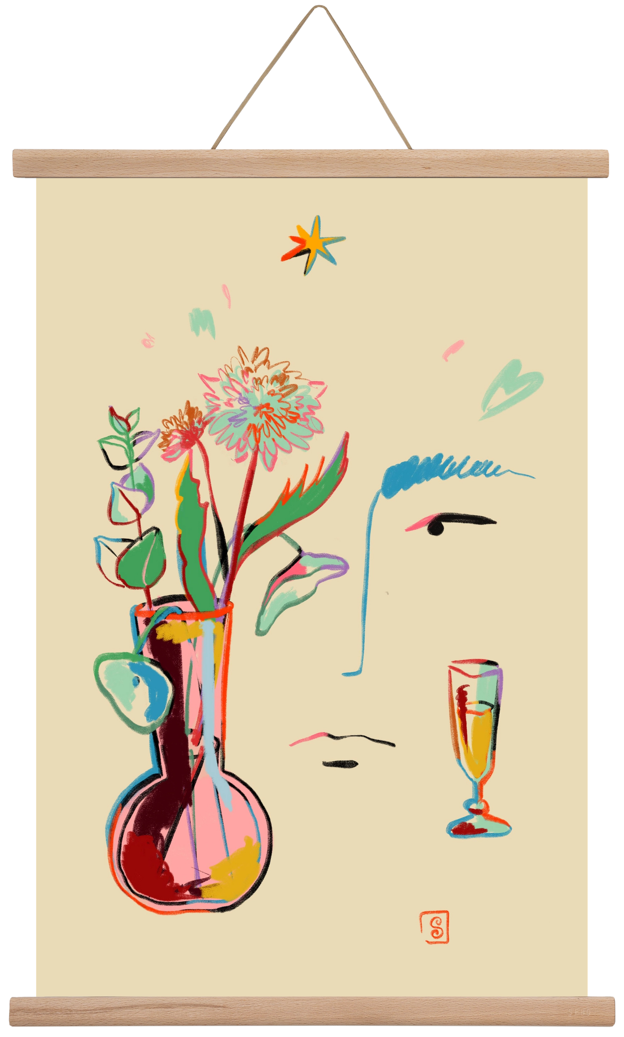 MAKE A WISH, 40x60 cm (40x60 cm), Tölgy akasztó