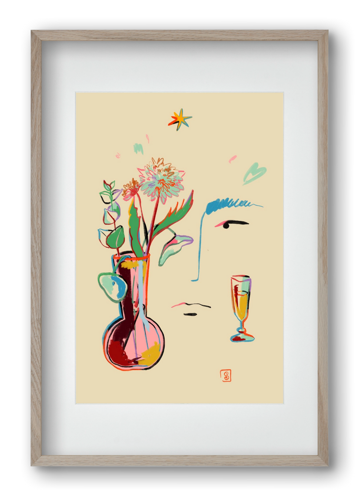 MAKE A WISH, 40x60 cm (30x45 cm), Tölgy keret, paszpartuval