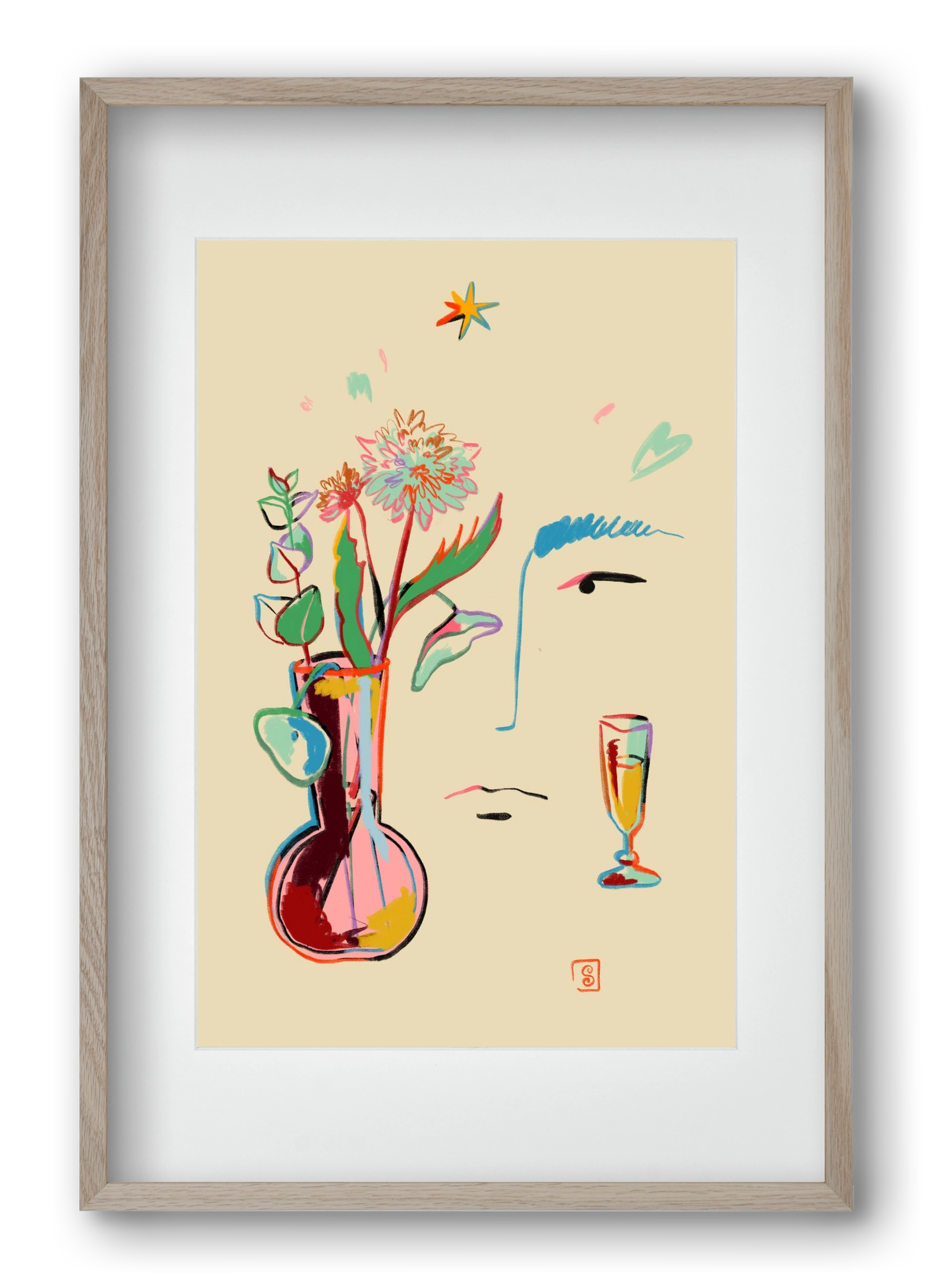 MAKE A WISH, 40x60 cm (30x45 cm), Tölgy keret, paszpartuval