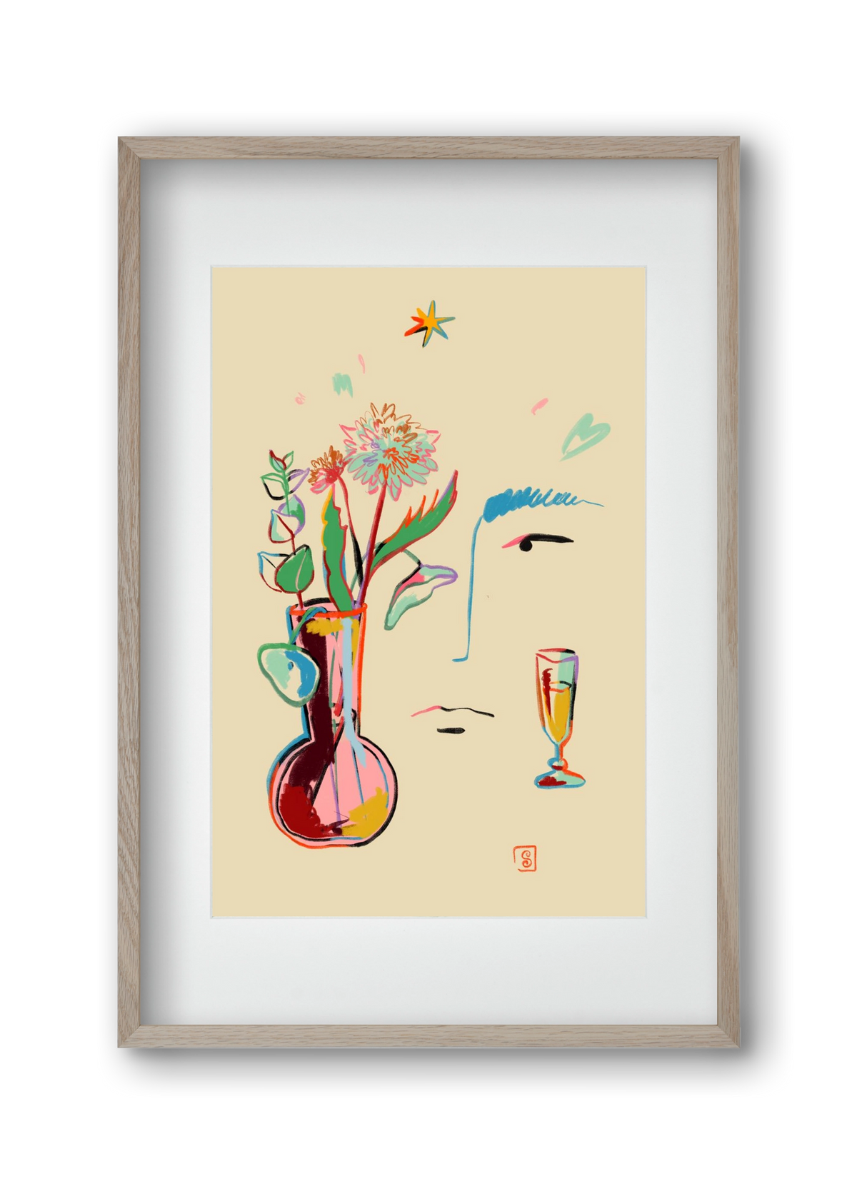 MAKE A WISH, 30x45 cm (20x30 cm), Tölgy keret, paszpartuval