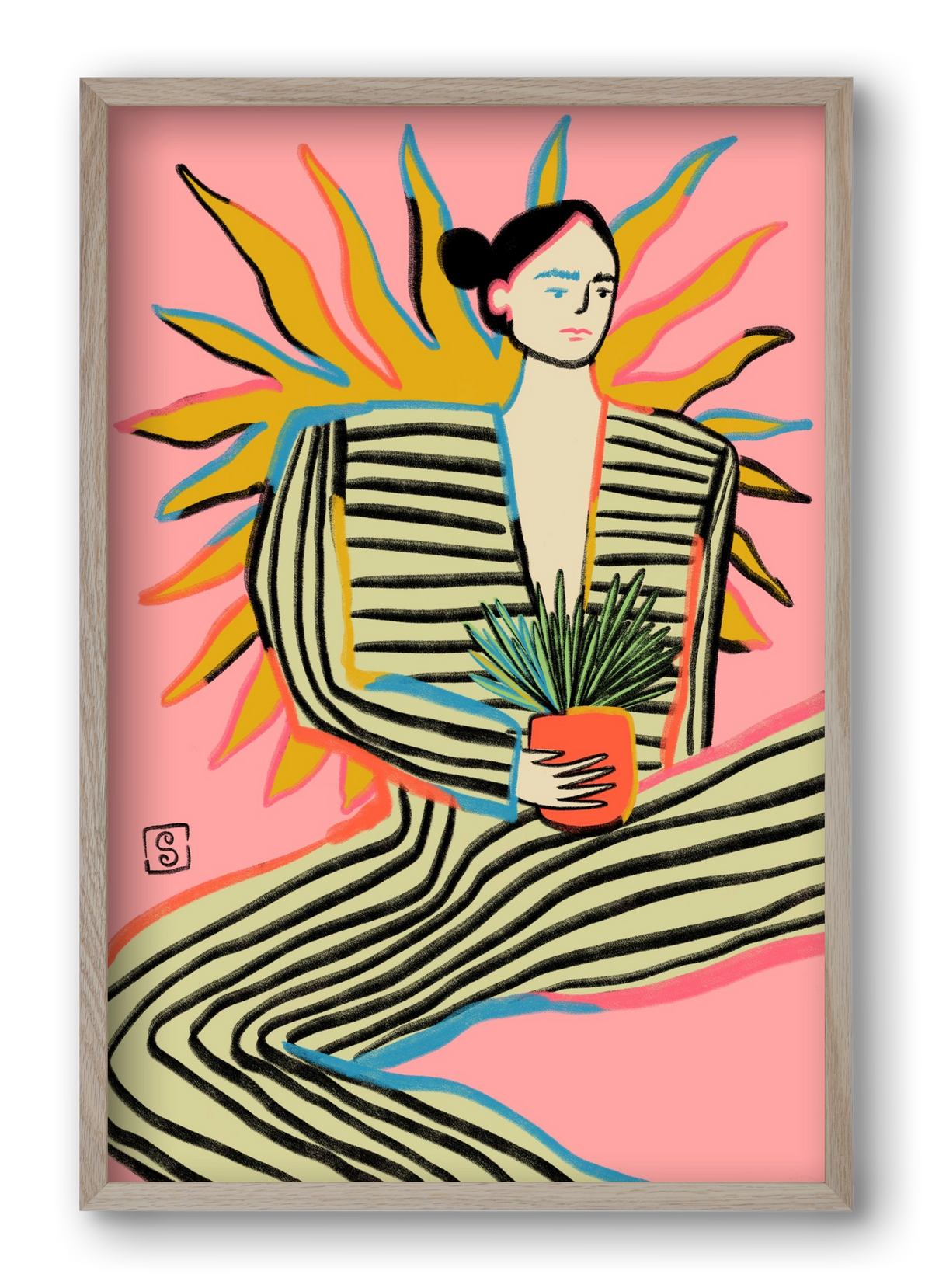 SUN POWER, 40x60 cm (40x60 cm), Tölgy keret