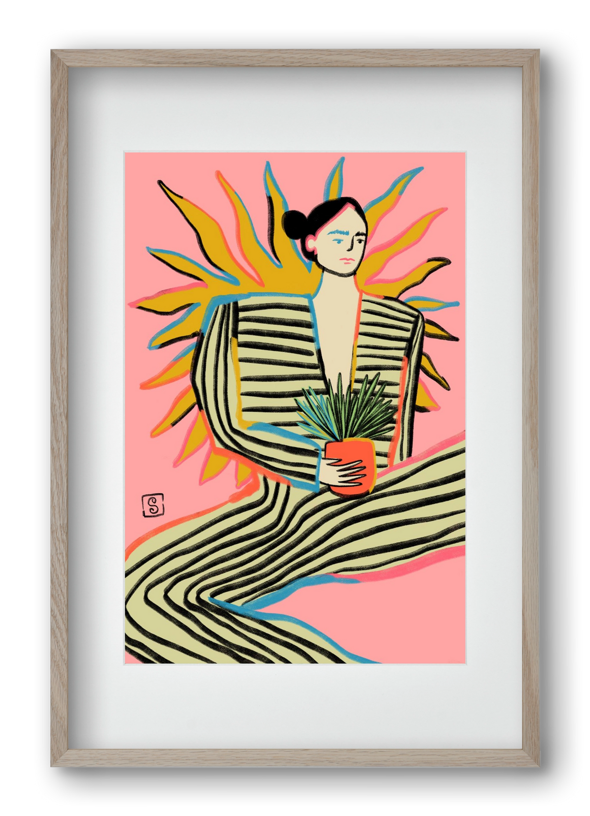 SUN POWER, 40x60 cm (30x45 cm), Tölgy keret, paszpartuval