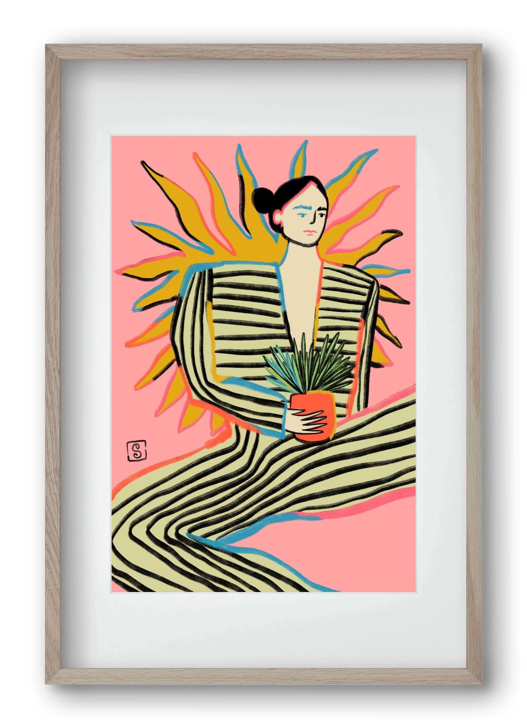 SUN POWER, 40x60 cm (30x45 cm), Tölgy keret, paszpartuval