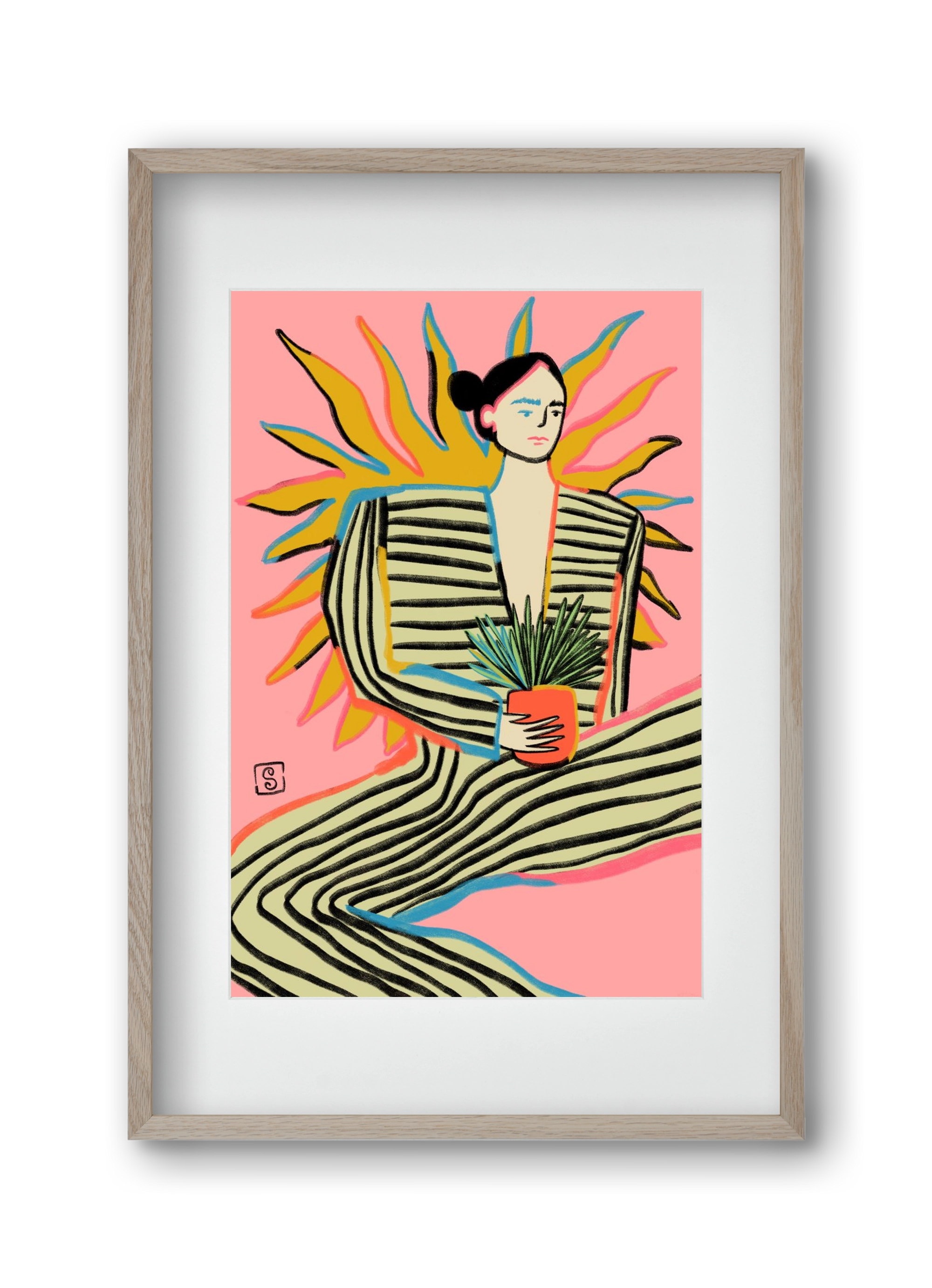 SUN POWER, 30x45 cm (20x30 cm), Tölgy keret, paszpartuval