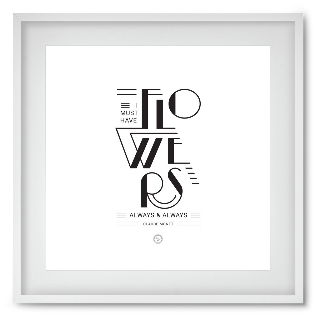 FLOWERS, 50x50 cm (40x40 cm), Fehér keret, paszpartuval