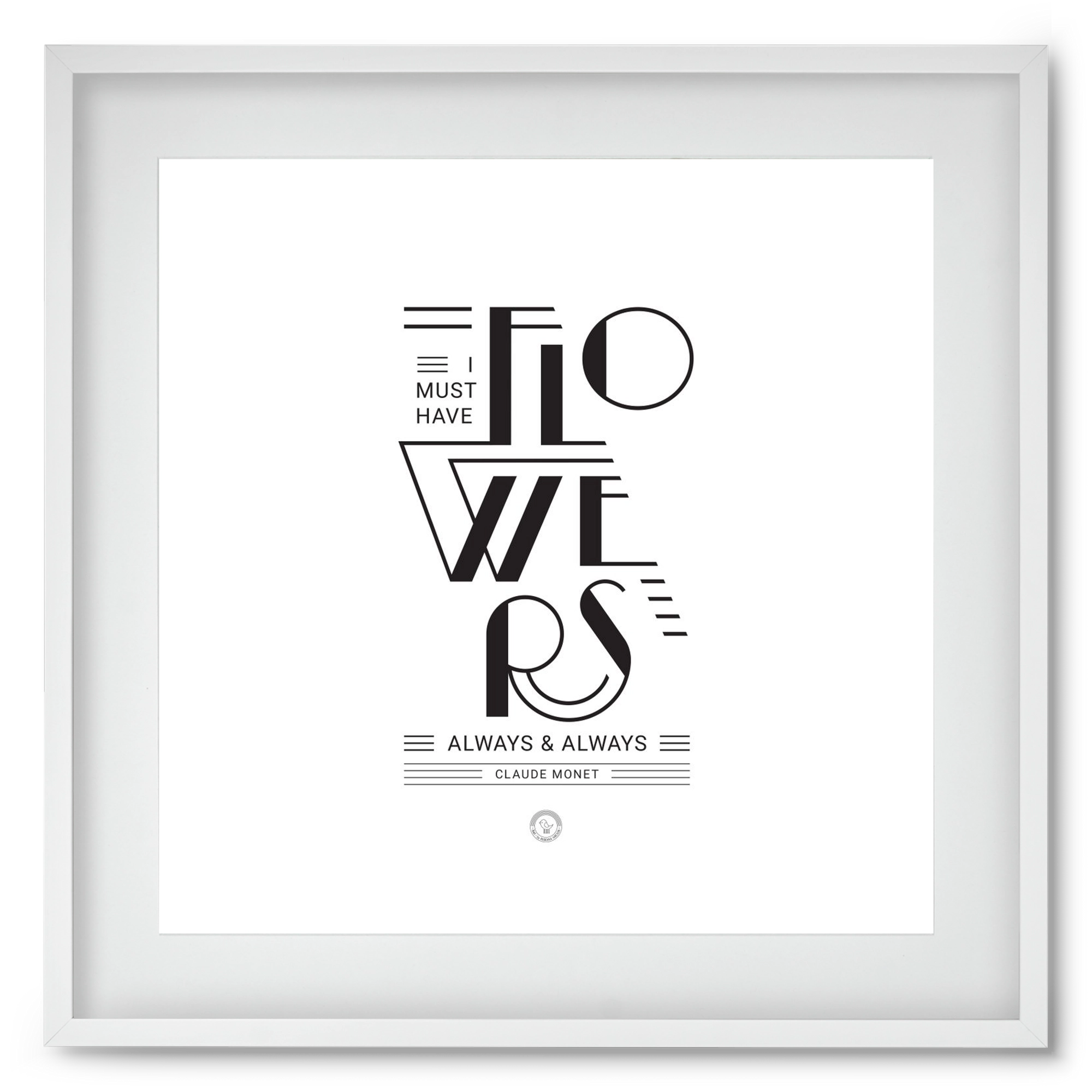 FLOWERS, 50x50 cm (40x40 cm), Fehér keret, paszpartuval