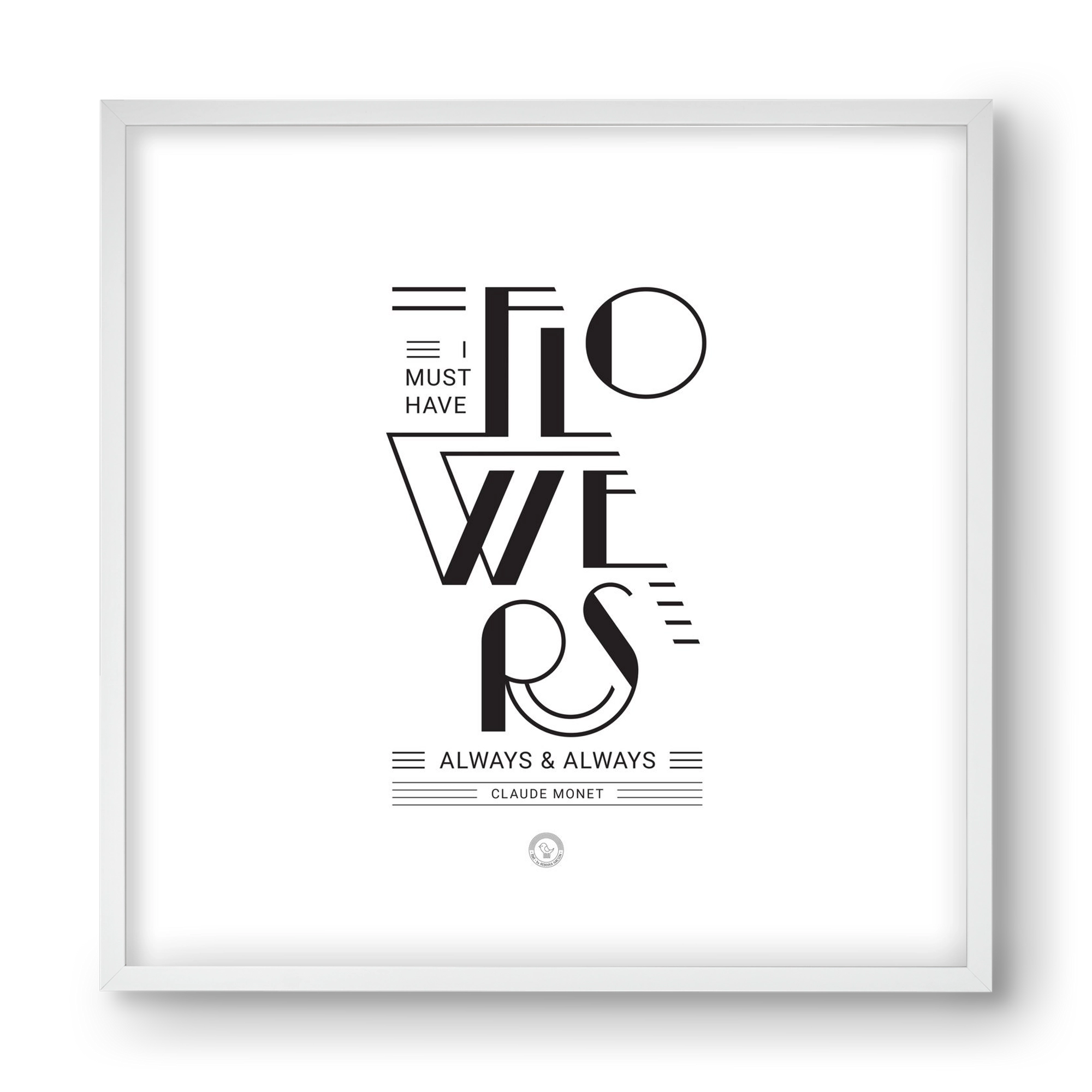 FLOWERS, 40x40 cm (40x40 cm), Fehér keret