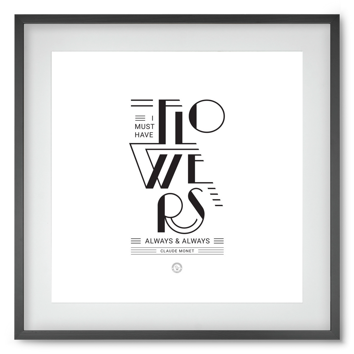 FLOWERS, 50x50 cm (40x40 cm), Fekete keret, paszpartuval