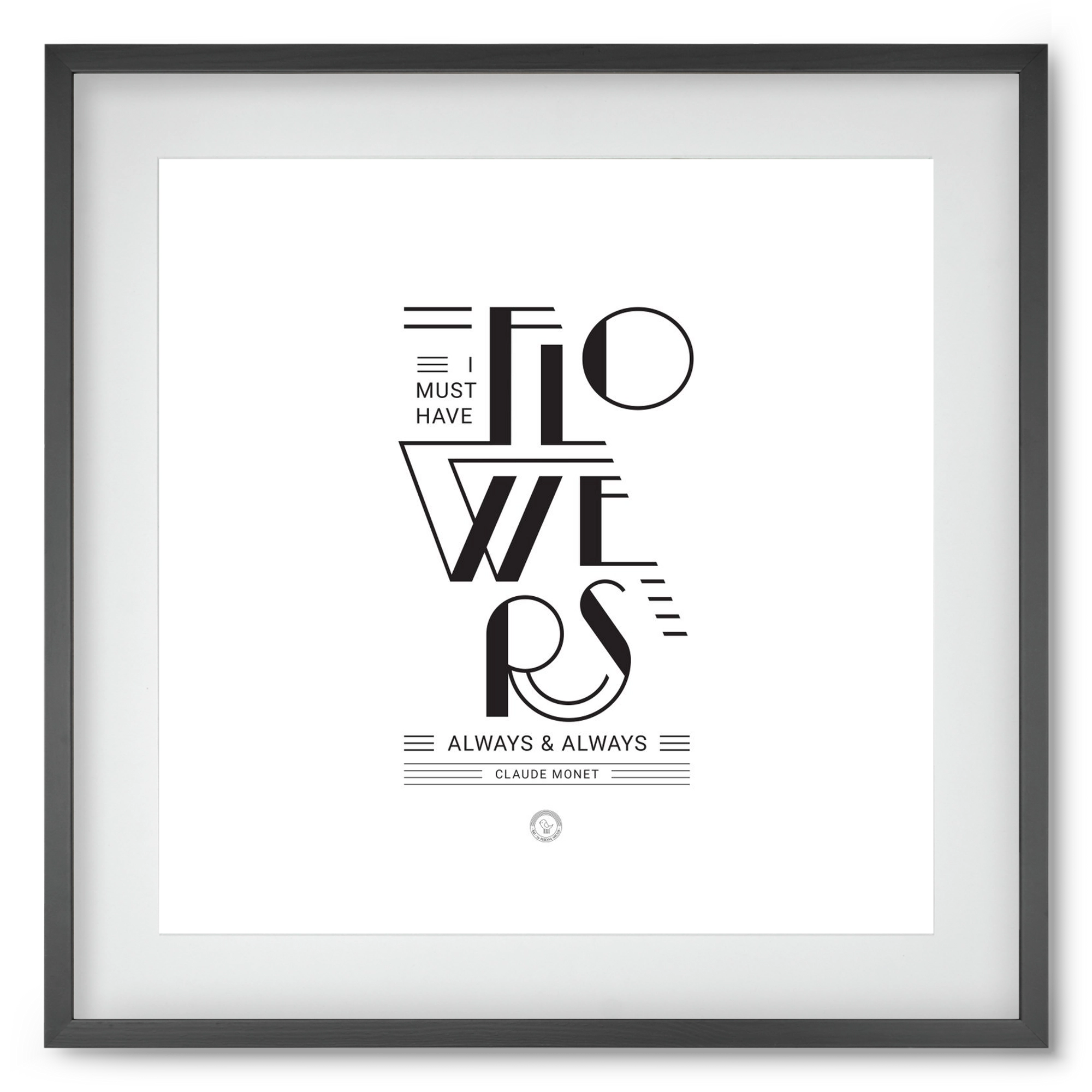 FLOWERS, 50x50 cm (40x40 cm), Fekete keret, paszpartuval