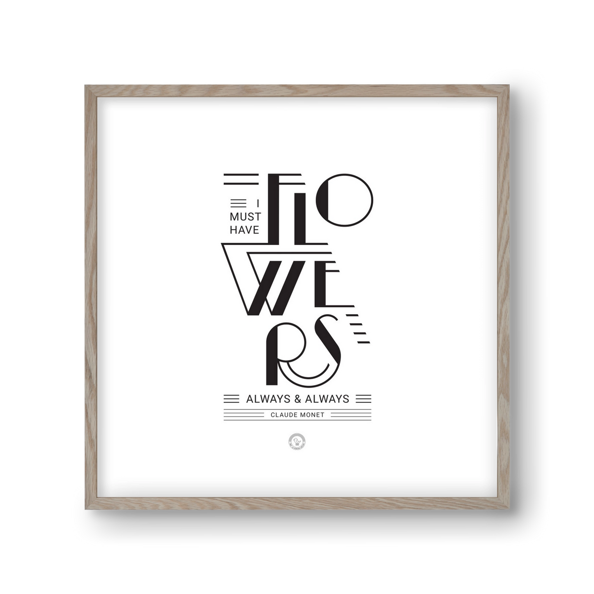 FLOWERS, 30x30 cm (30x30 cm), Tölgy keret