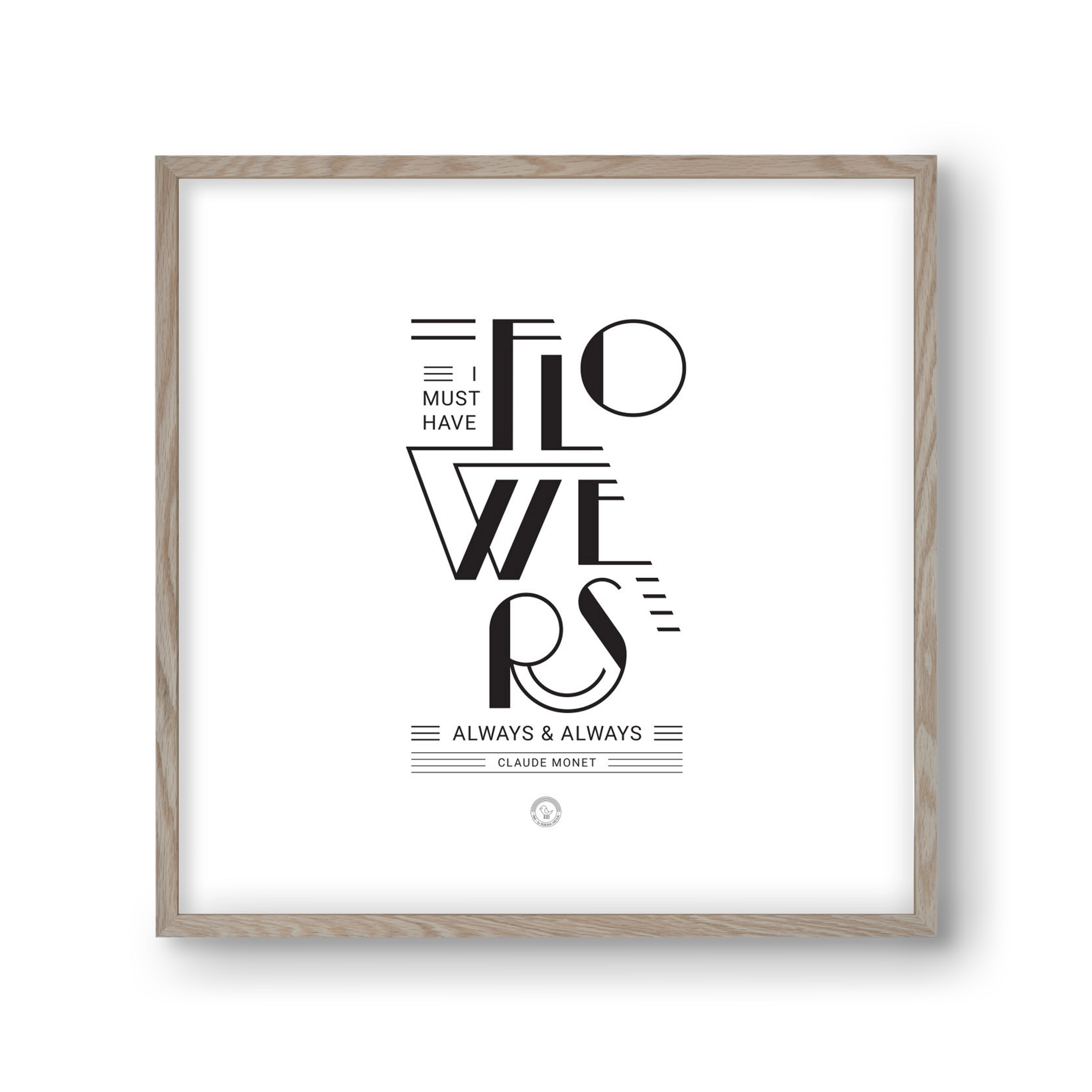 FLOWERS, 30x30 cm (30x30 cm), Tölgy keret