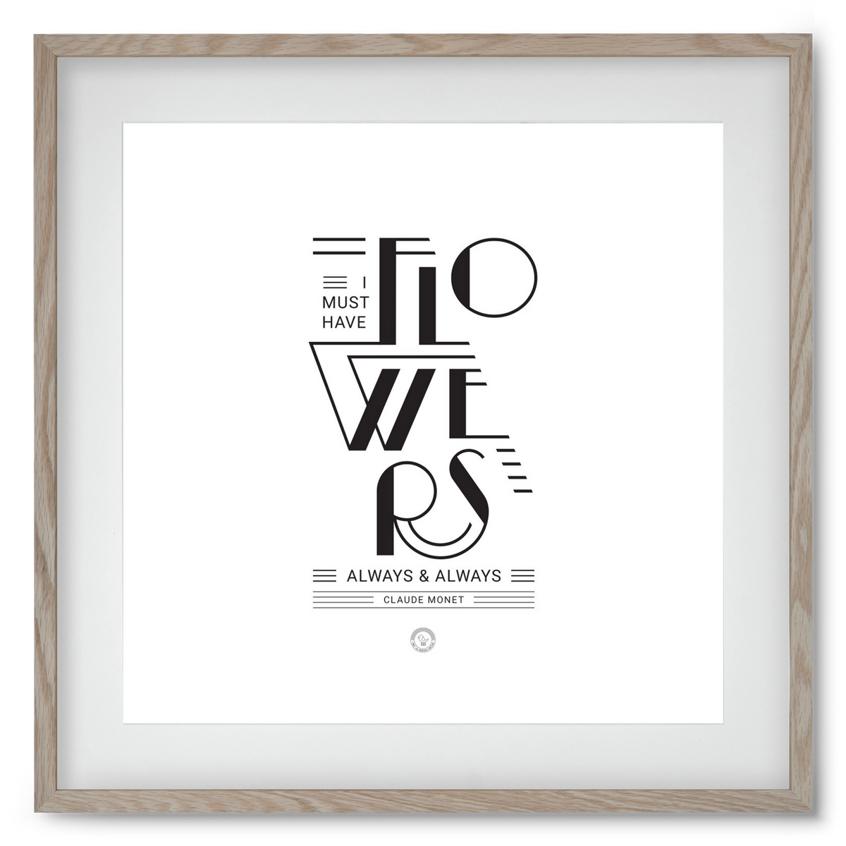 FLOWERS, 50x50 cm (40x40 cm), Tölgy keret, paszpartuval